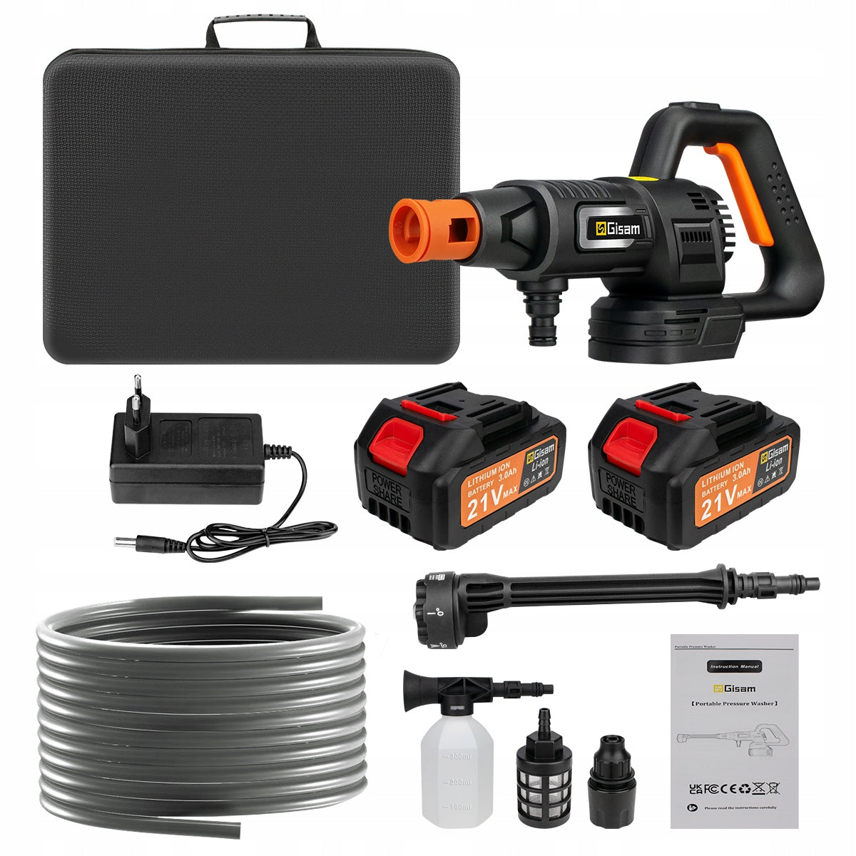 Cordless Pressure Washer - 2x 3.0Ah Batteries & Storage Bag Packaging status original