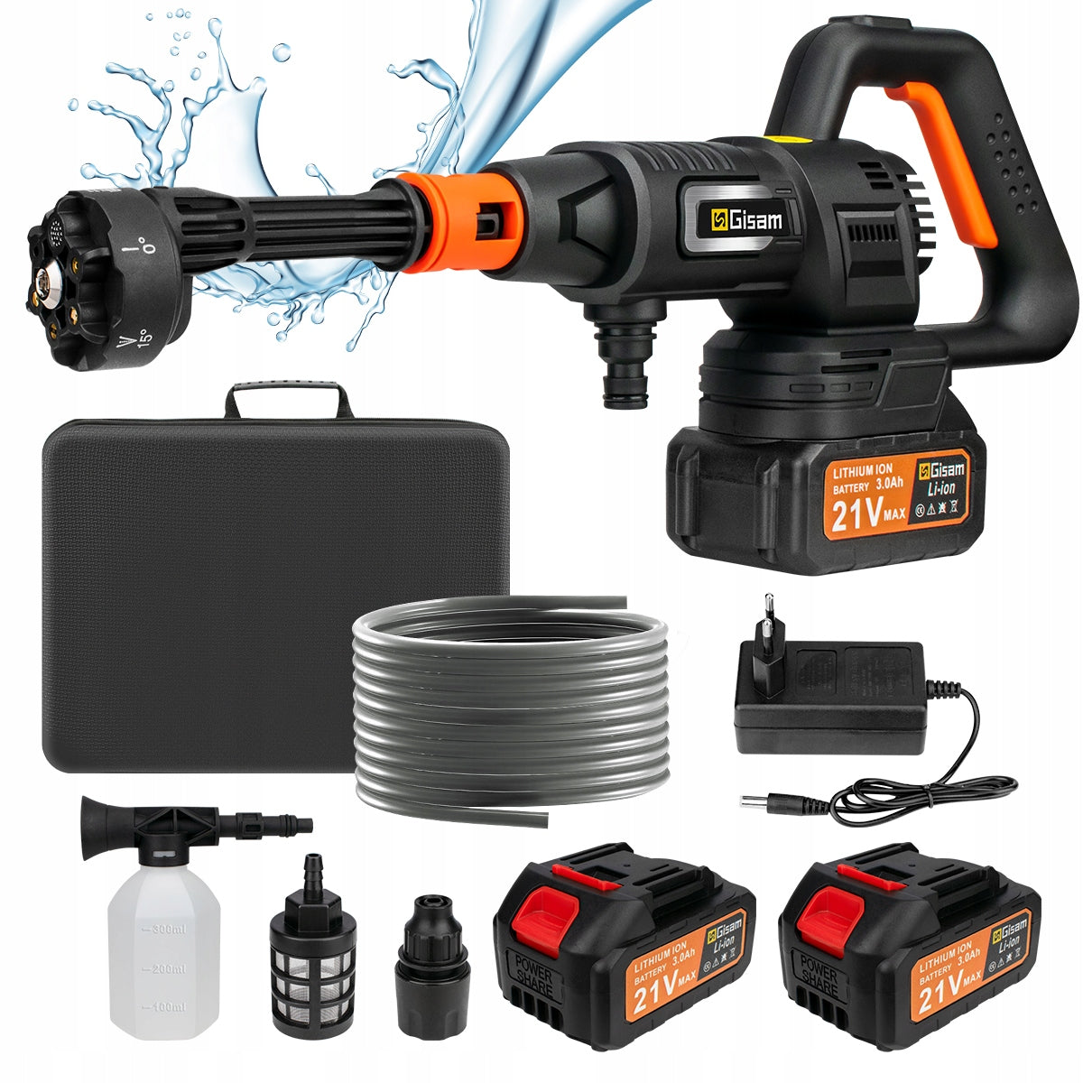 Cordless Pressure Washer - 2x 3.0Ah Batteries & Storage Bag
