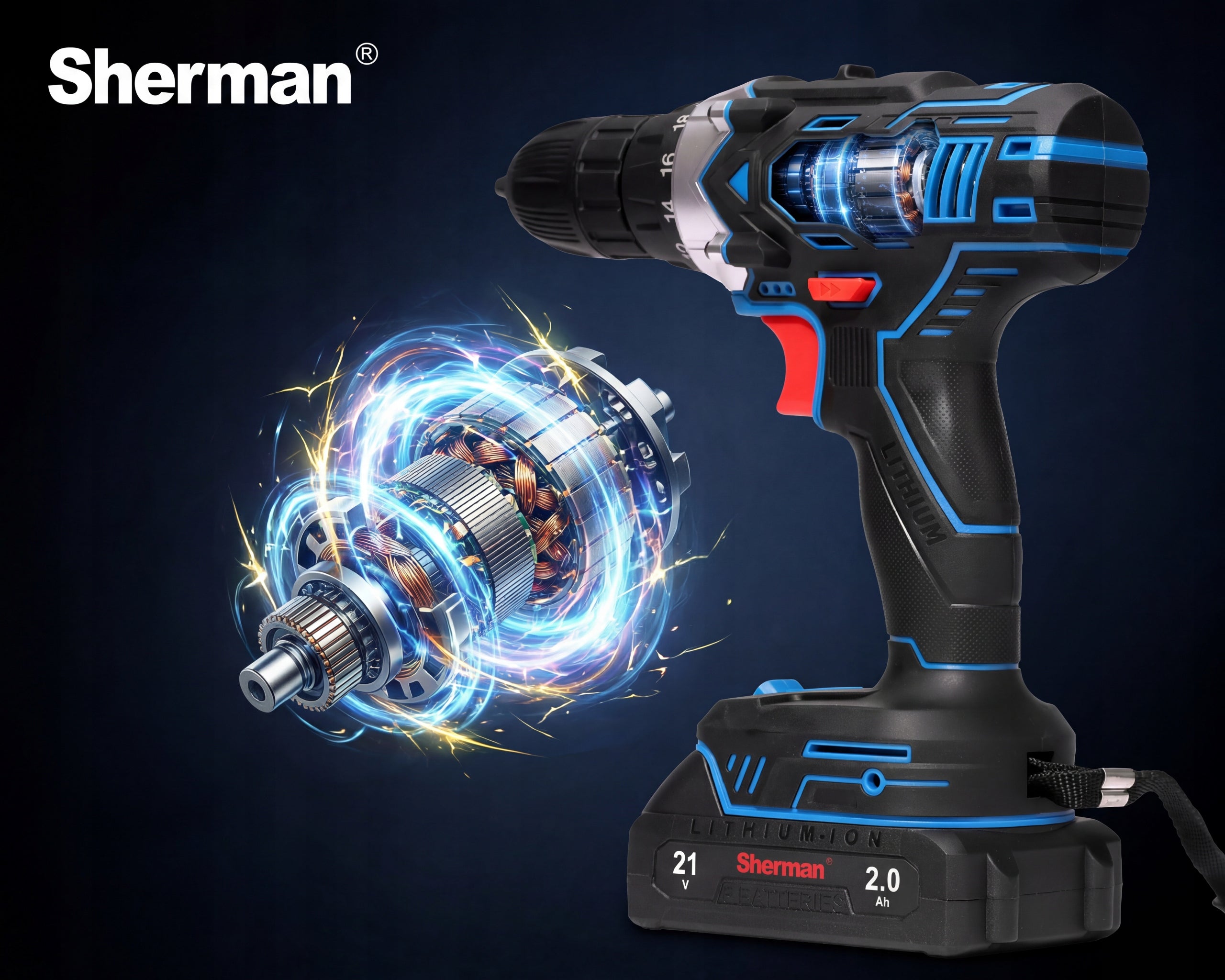 Cordless SCREWDRIVER ET-101 BRUSHLESS 2x AKU 21V | Sherman Brand Sherman