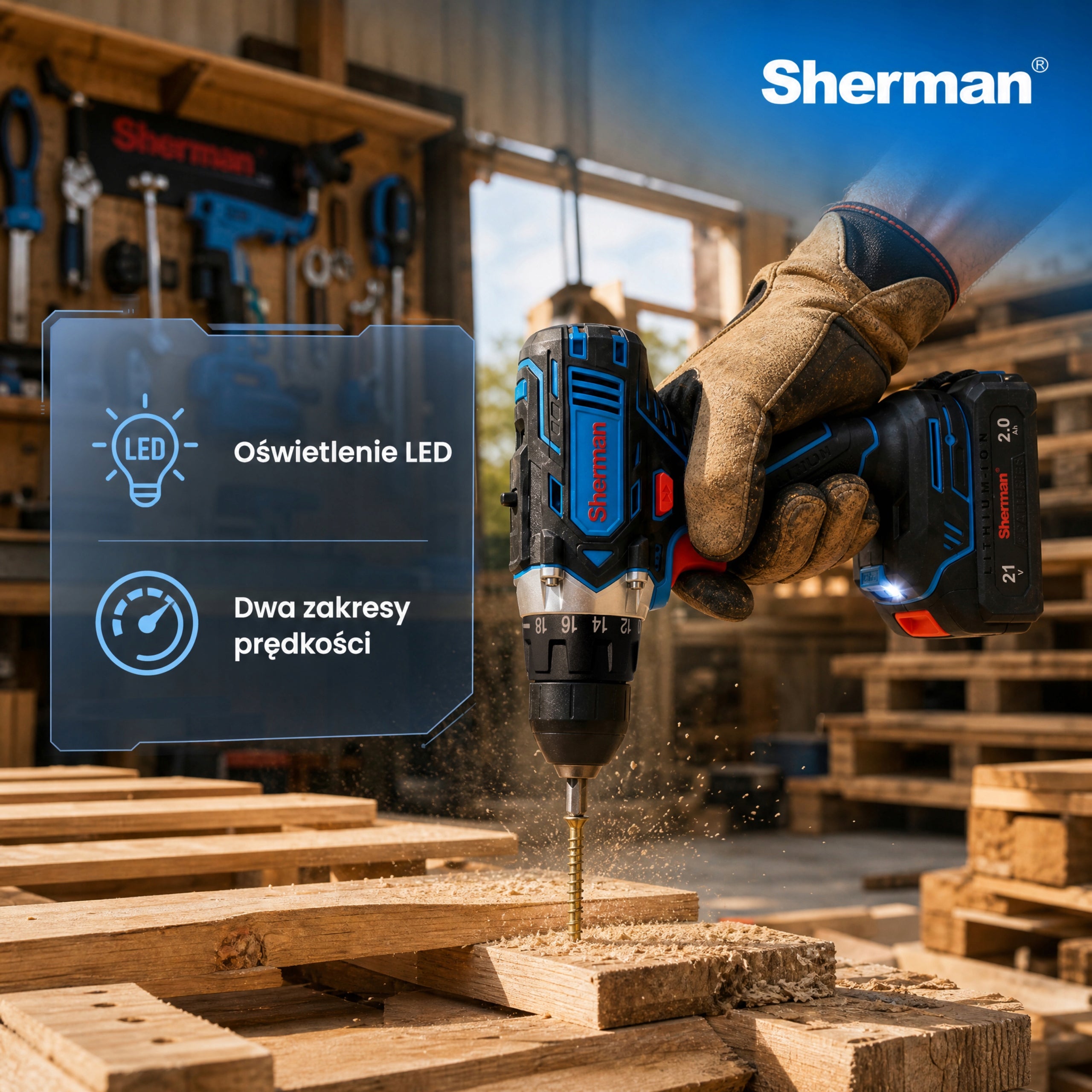 Cordless SCREWDRIVER ET-101 BRUSHLESS 2x AKU 21V | Sherman Manufacturer code WKRĘTARKA AKUMULATOROWA ET-101