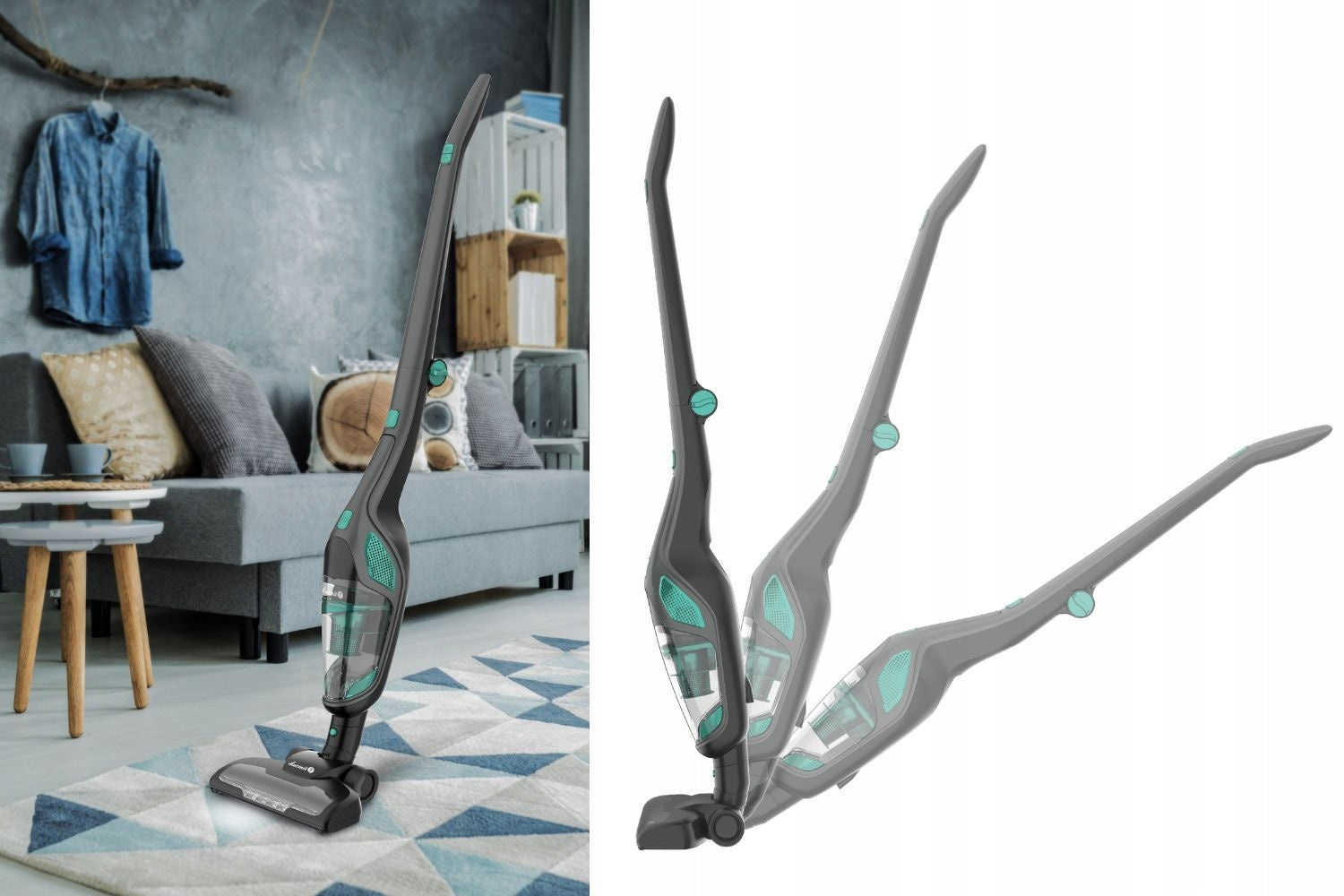 Cordless Upright Vacuum Cleaner Folding 60 Min 2in1 OP-2019 115W LED Dominant color silver/gray