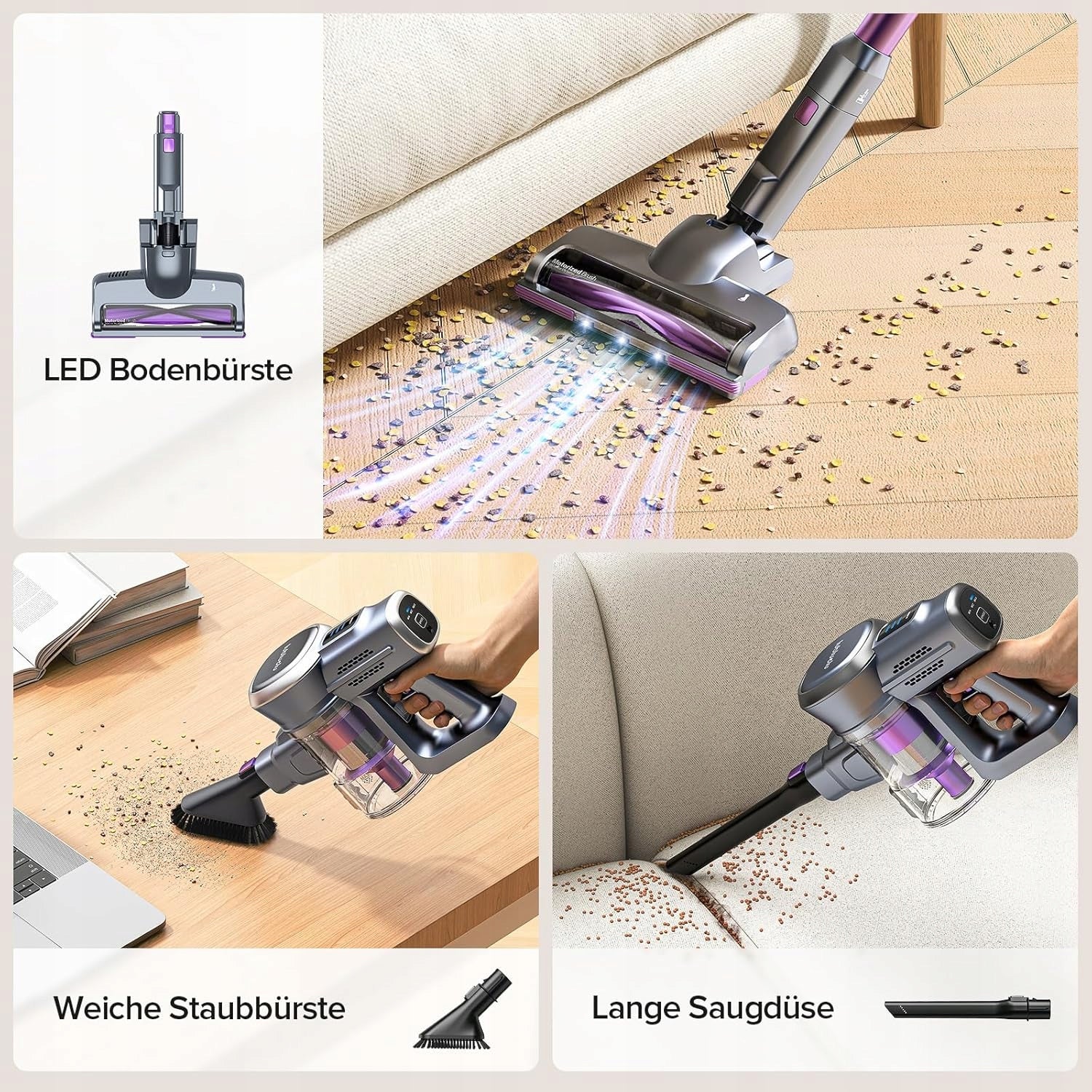 Cordless Vacuum Cleaner Vertical 25kPa 220W 50min LED Lubluelu 202 Brand Lubluelu