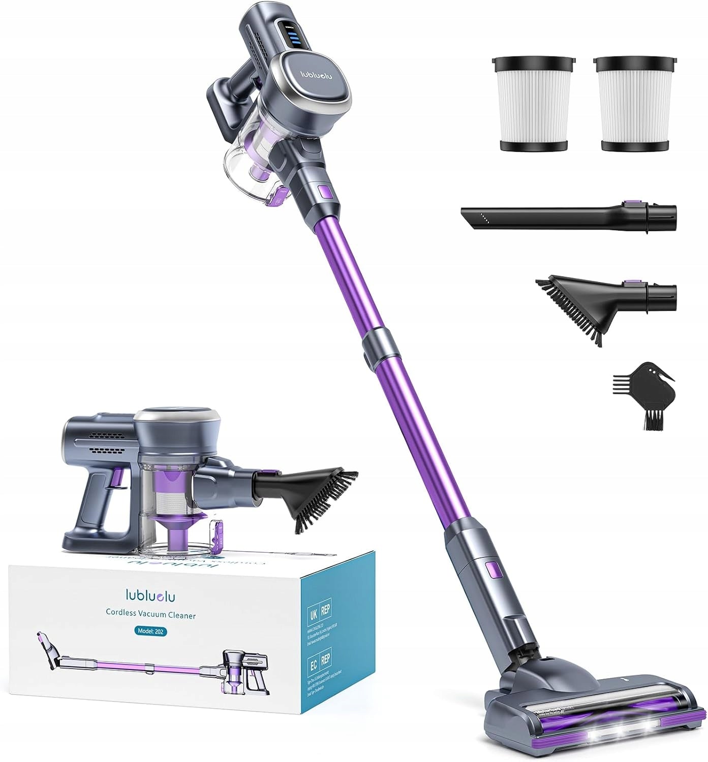 Cordless Vacuum Cleaner Vertical 25kPa 220W 50min LED Lubluelu 202