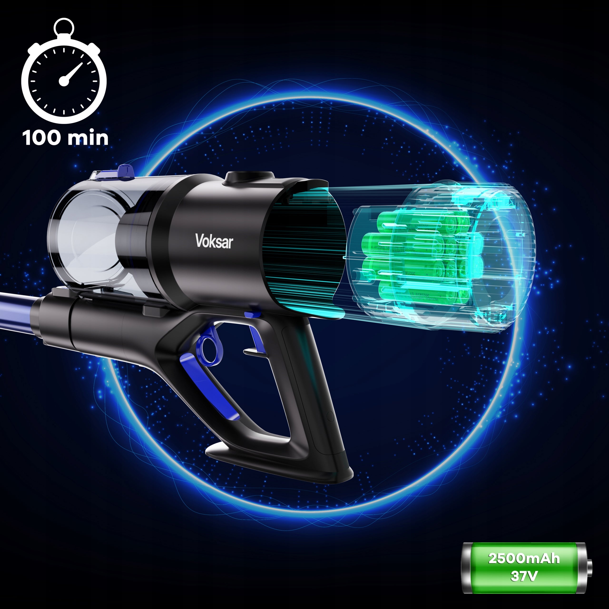 Cordless Vacuum Cleaner Vertical VOKSAR V11s 5in1 LED FLEX HEPA 600W 100 MIN Dust container volume 1 l