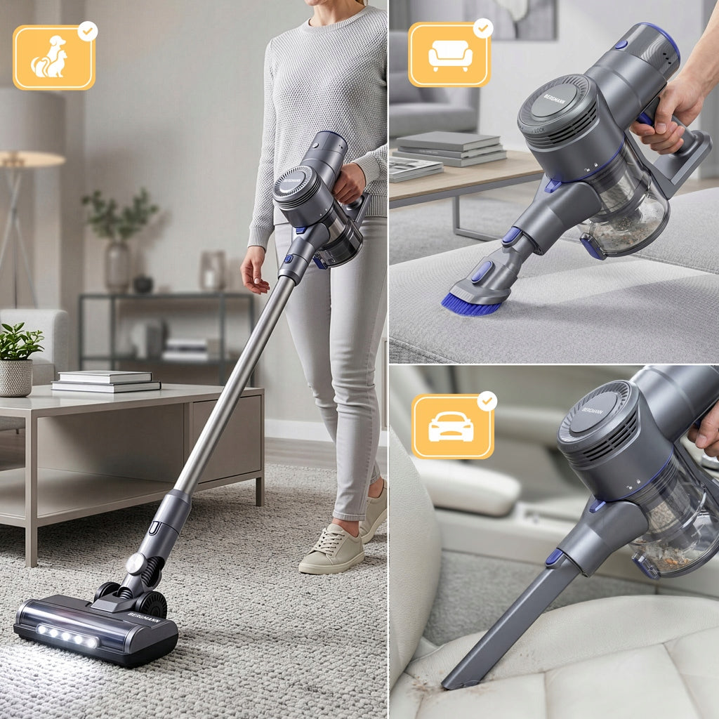 Cordless Vertical Vacuum Cleaner BERGMANN HAX 120 450W LED Electrobrush Brand Bergmann
