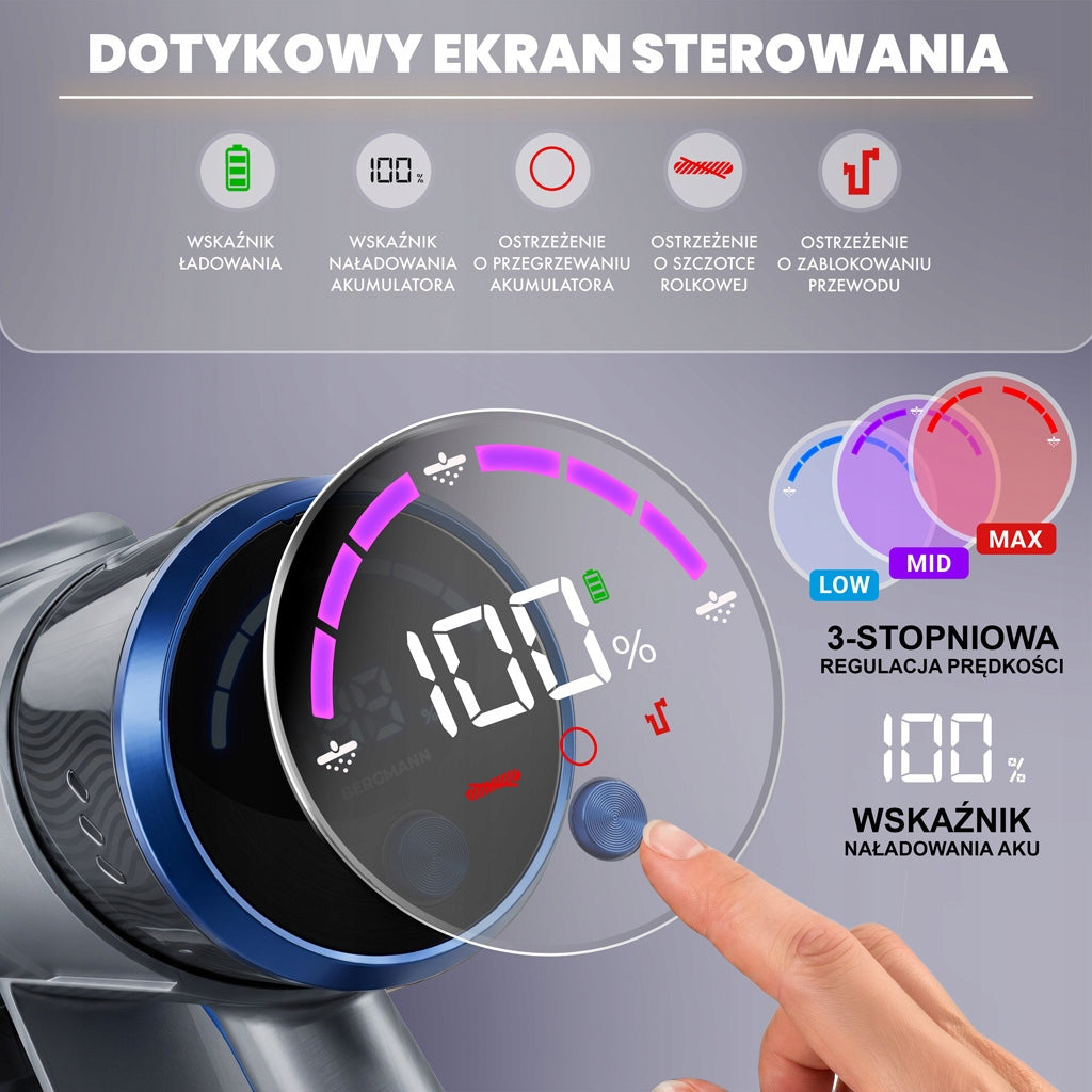 Cordless Vertical Vacuum Cleaner BERGMANN HAX 120 450W LED Electrobrush Manufacturer code MTP007818