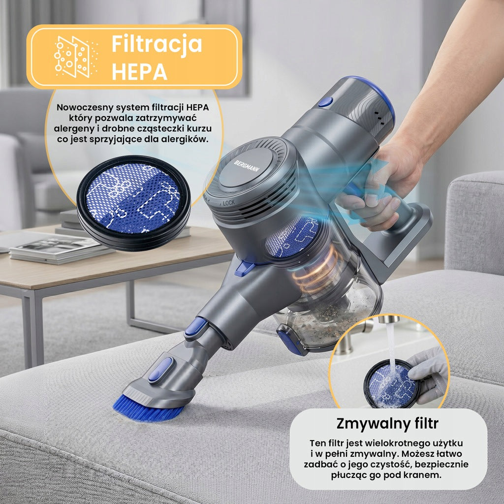 Cordless Vertical Vacuum Cleaner BERGMANN HAX 120 450W LED Electrobrush Model HAX 120