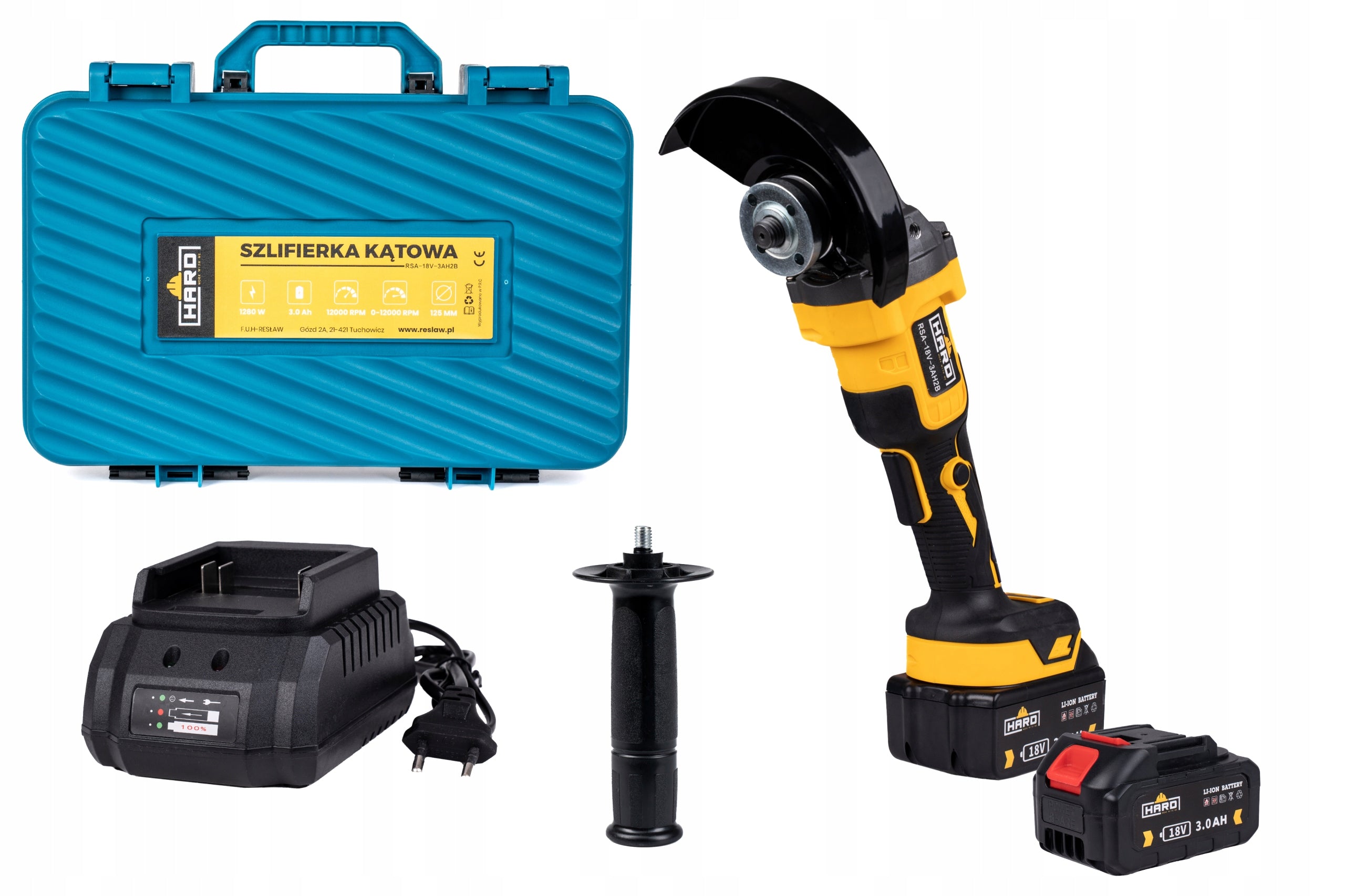 Cordless angle grinder HARD 1280 W 18 V
