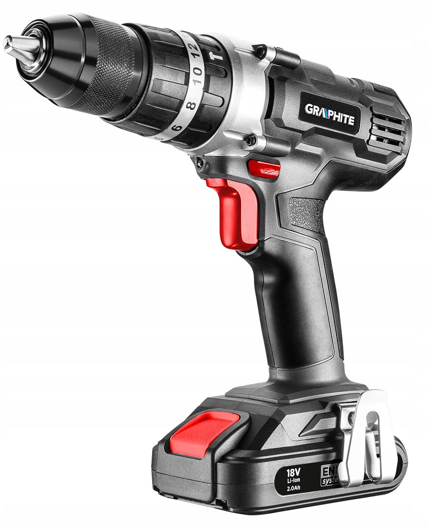 Cordless drill/driver with impact Energy+ 18V, Li-Ion, handle 13 m Power supply rechargeable battery