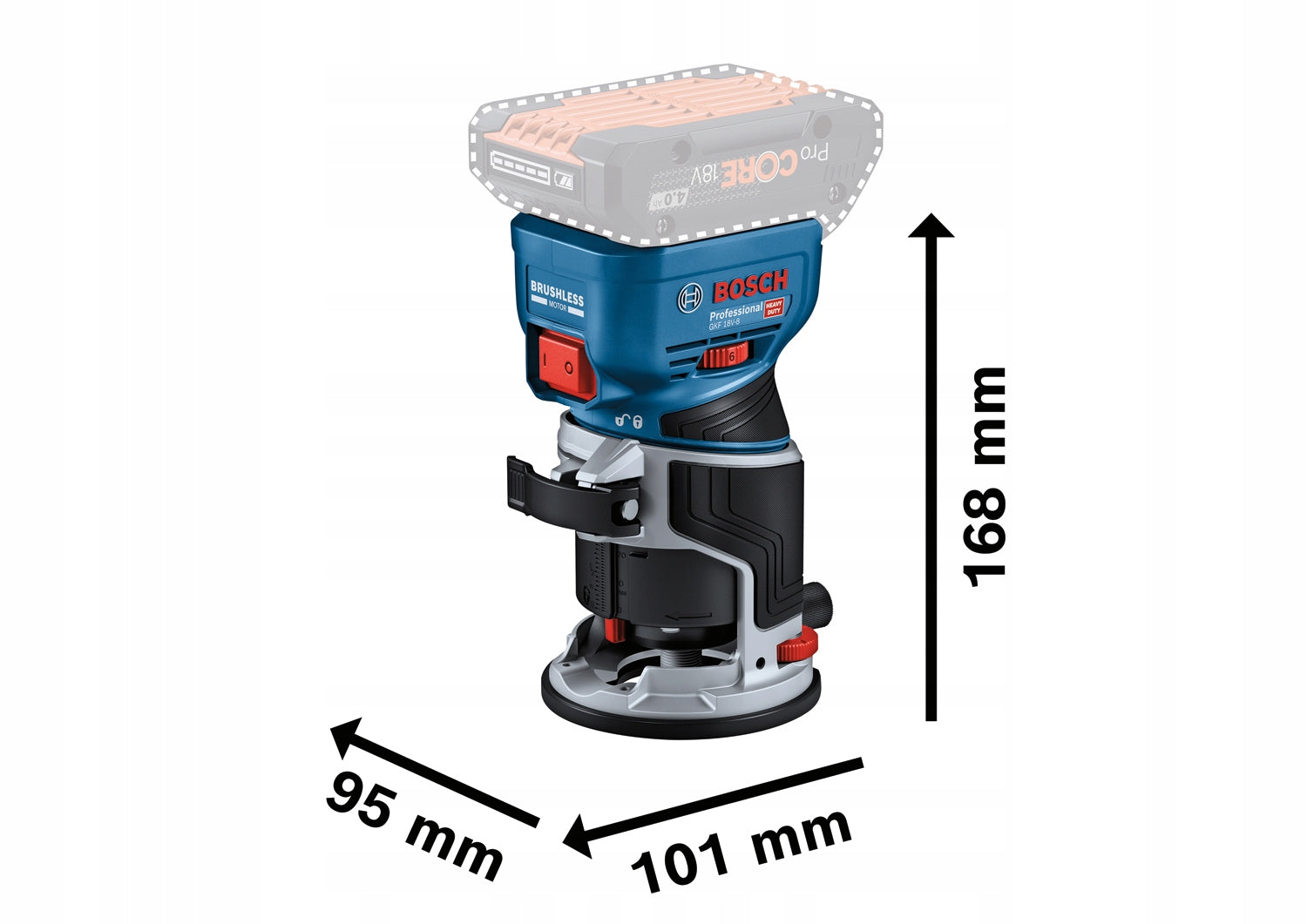 Cordless high spindle milling machine 18V BOSCH GKF 18V-8 06016c2000 Manufacturer code 06016C2000