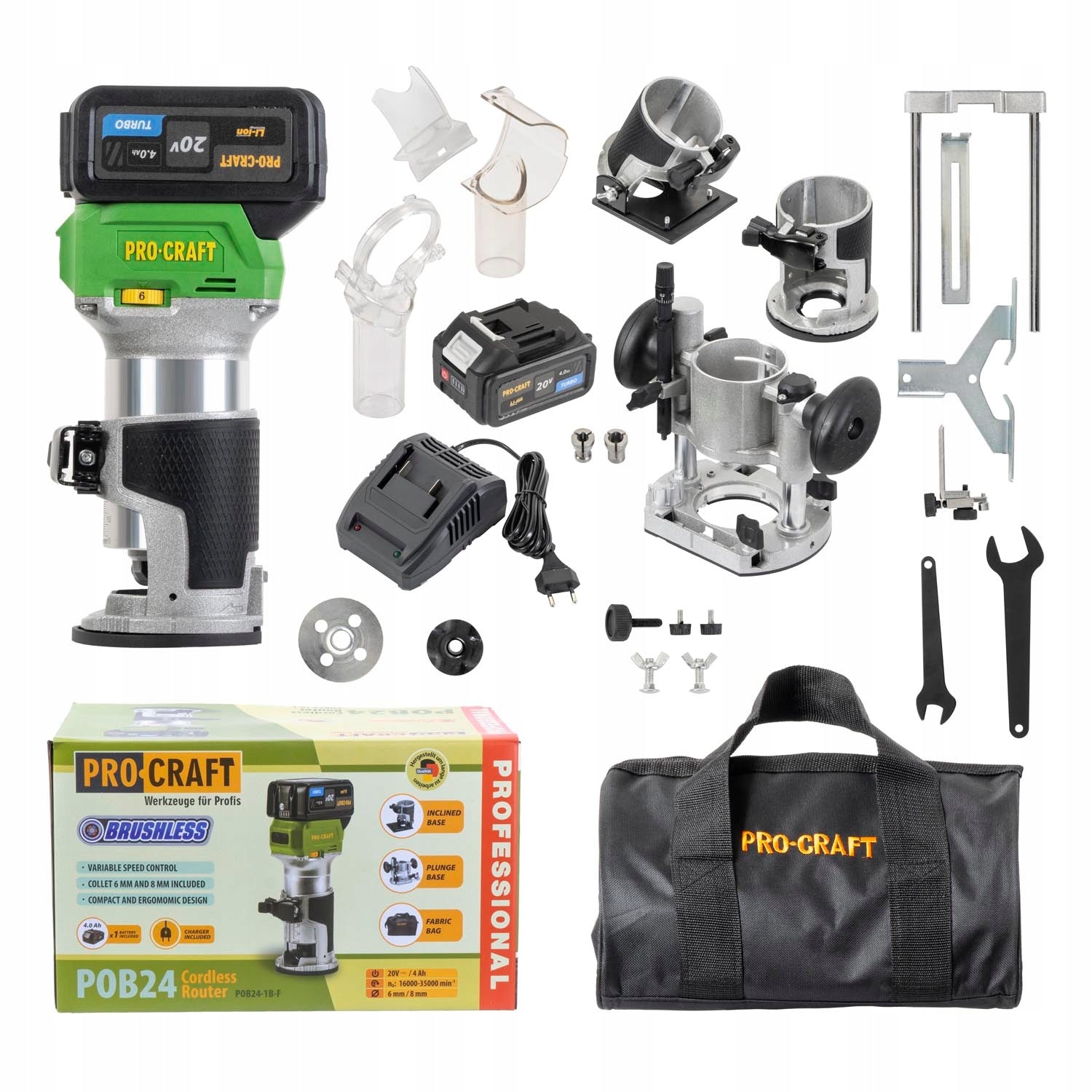 Cordless milling machine Procraft POB24-1B-F (with battery and charger)