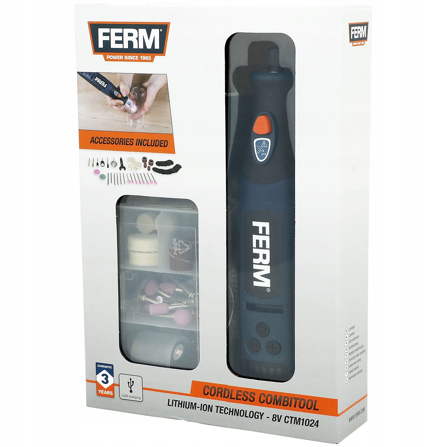 Cordless multifunction grinding machine Ferm 1 W 8 V 900mA 50 elements Packaging status original