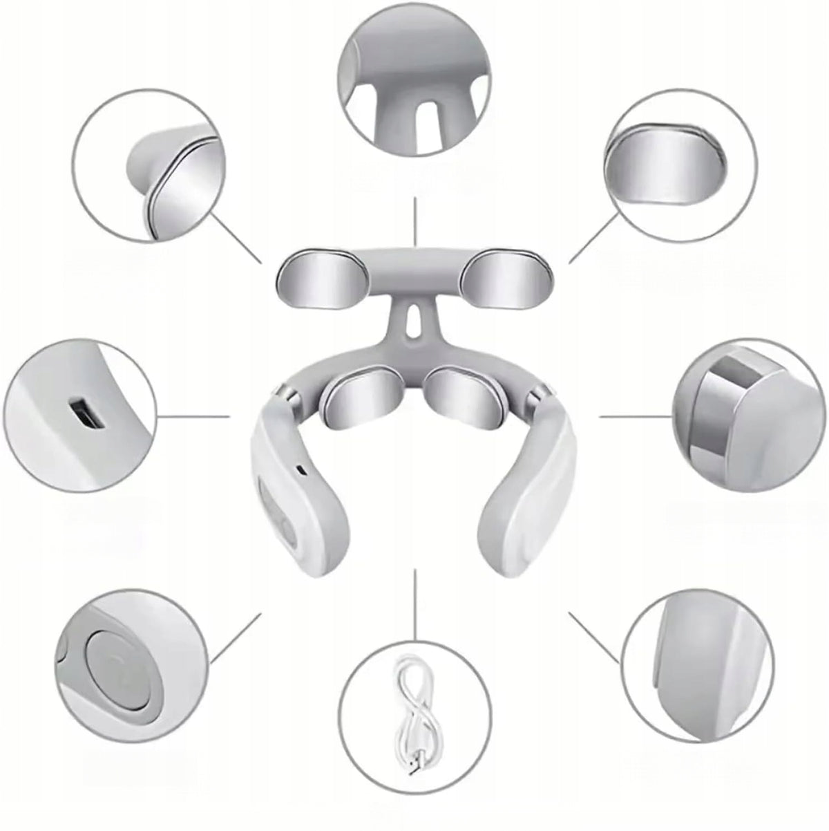 Cordless neck and neck massager with heating and vibration function 3 W