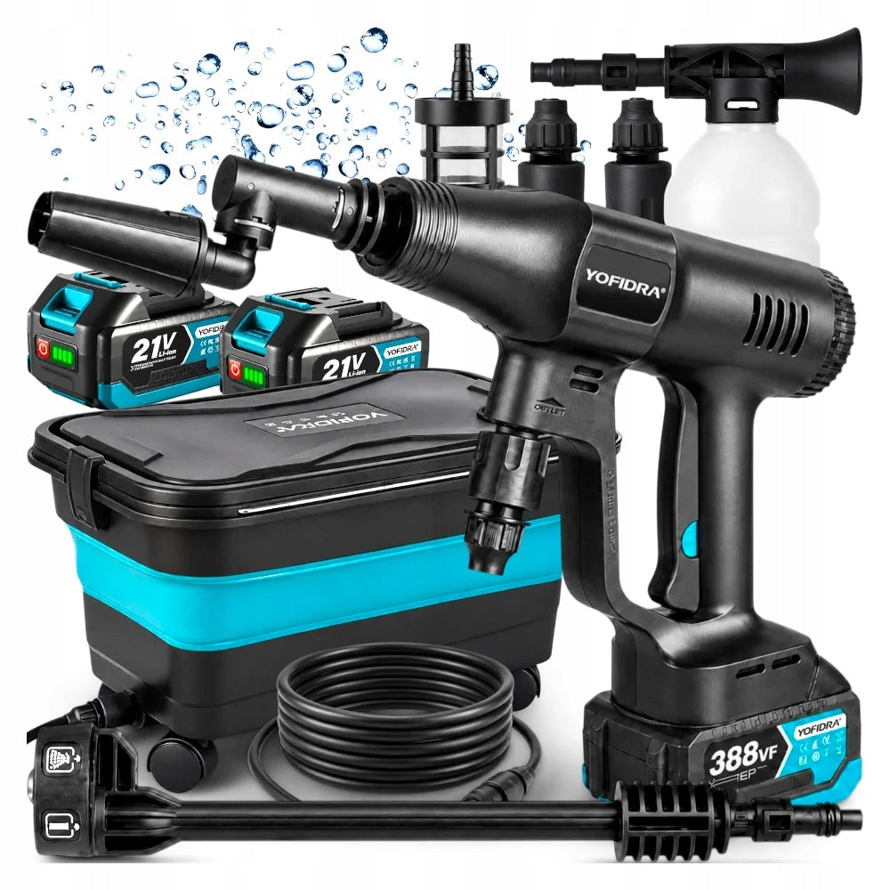 Cordless pressure washer + 2 batteries hose 5m, for car garden Packaging status original