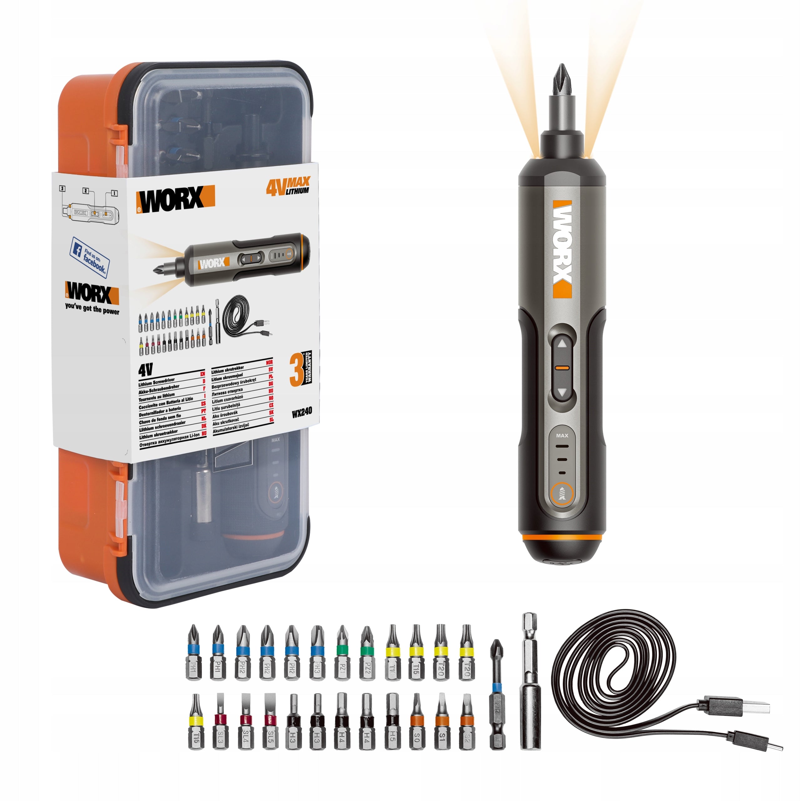 Cordless screwdriver WORX WX240 4V 1,5Ah 5Nm LED Packaging status original