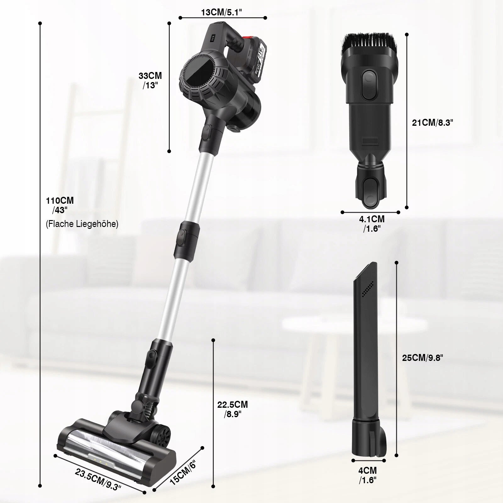Cordless upright vacuum cleaner 6000WOZ battery, six-in-one function Brand no brand