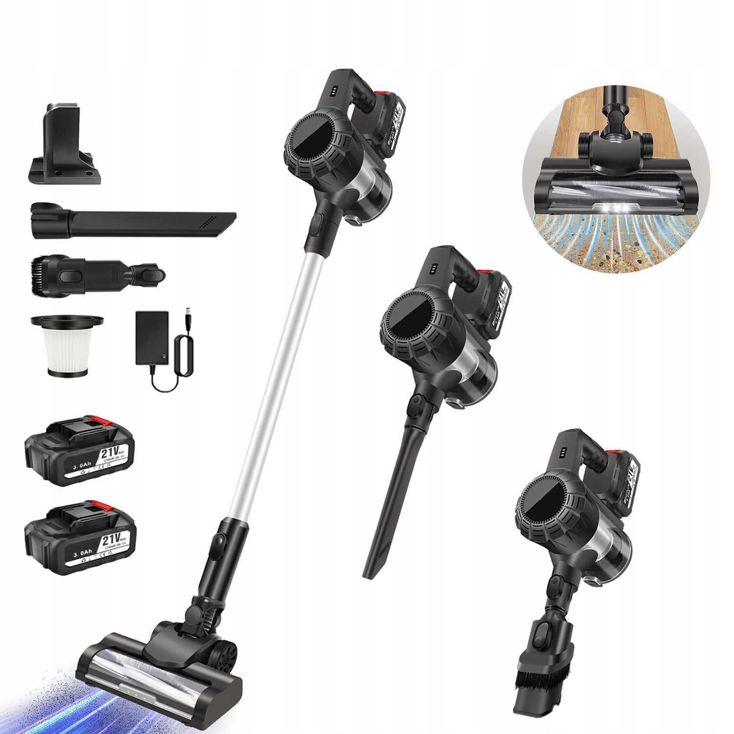 Cordless upright vacuum cleaner 6000WOZ battery, six-in-one function Manufacturer code hsmc57c