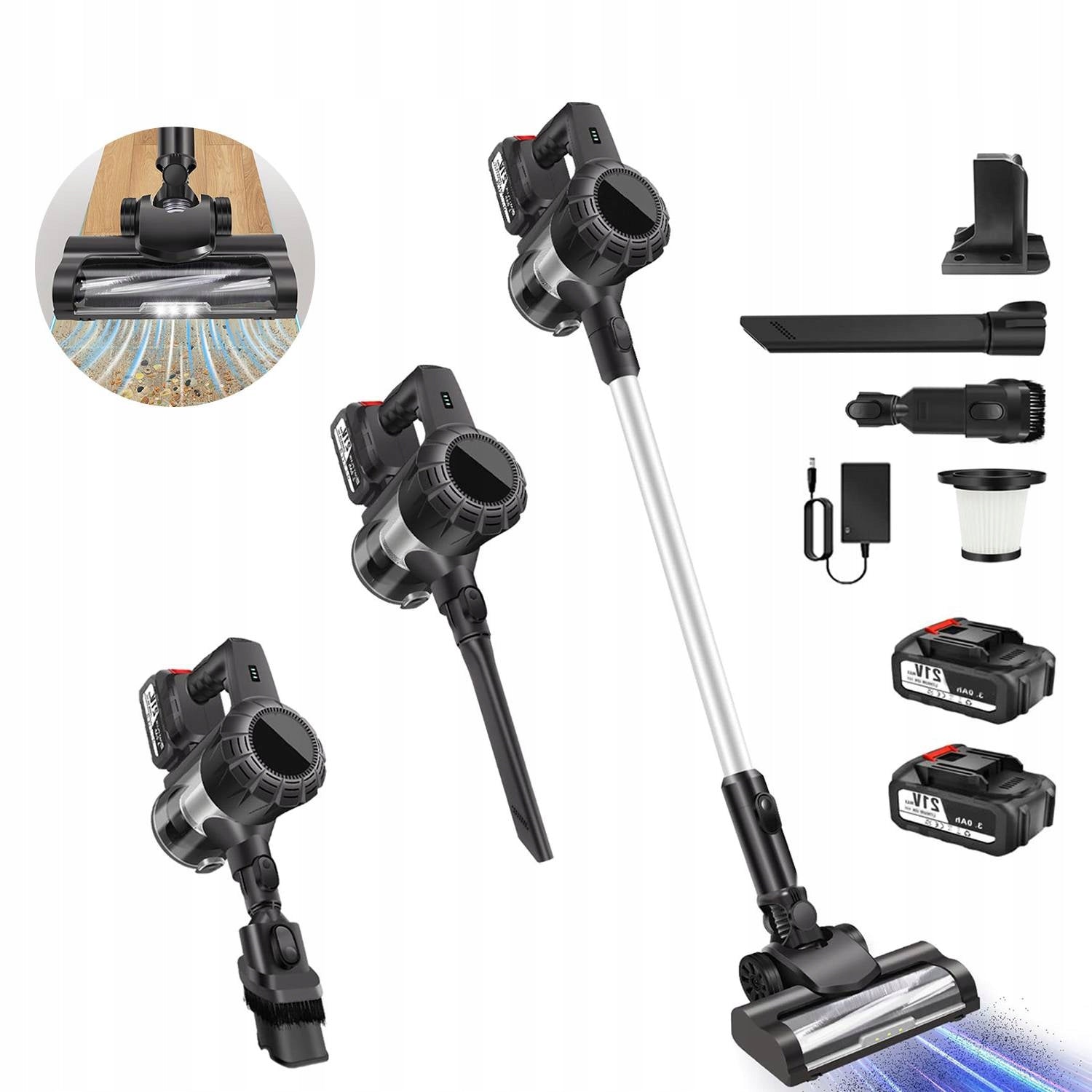 Cordless upright vacuum cleaner 6000WOZ battery, six-in-one function