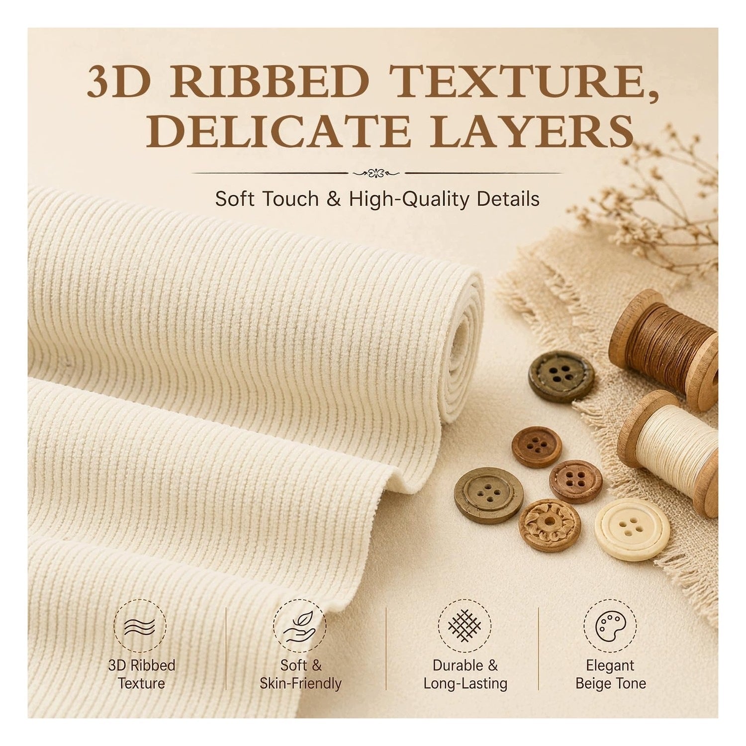 Corduroy Stof - Beige - Furniture Material Medical device no