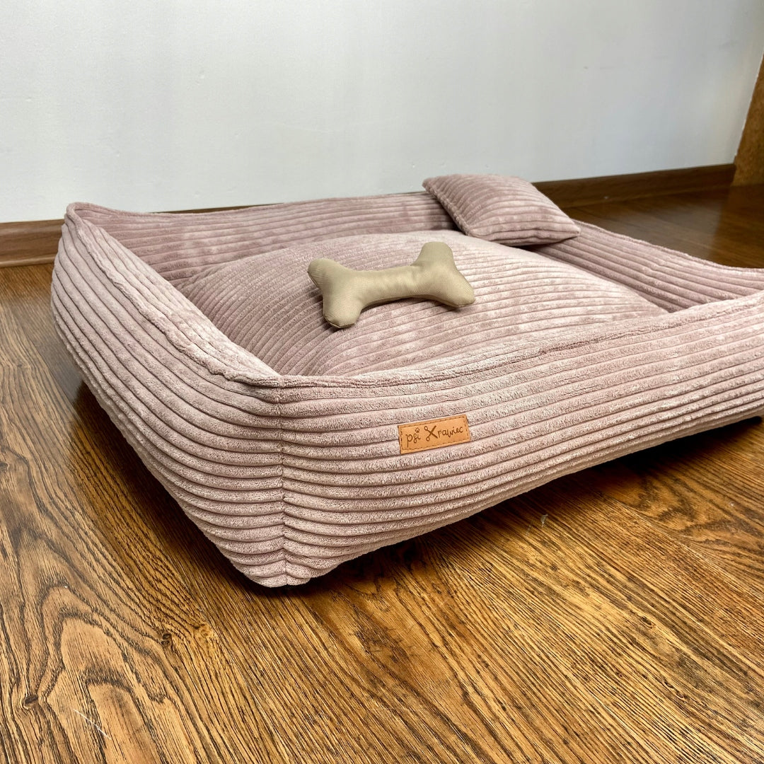 Corduroy bed with removable cover - dirty pink - [M] 75x60cm Color pink
