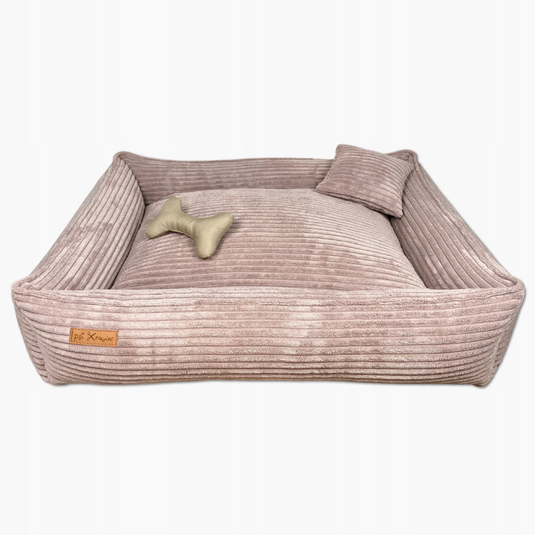 Corduroy bed with removable cover - dirty pink - [M] 75x60cm