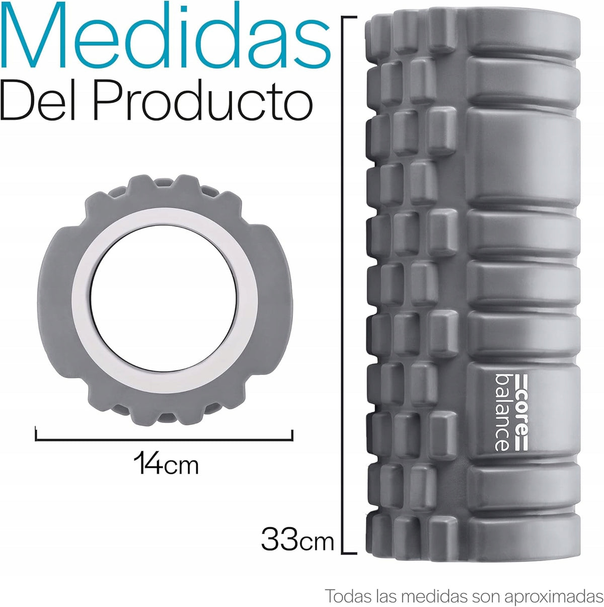 Core Balance Exercise Roller for Deep Tissues 33cm GREY Manufacturer code 1251333780735