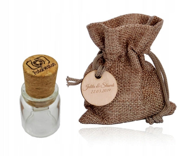 Cork rustic PENDRIVE Boho ENGRAVING 16 GB jute
