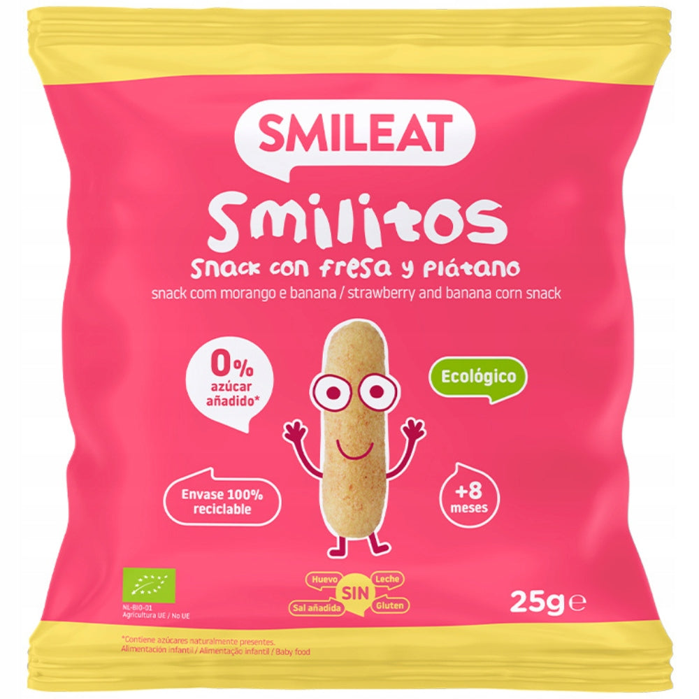 Corn Crisps Smileat Smilitos Strawberry Banana Healthy Snack 25G Packaging status original