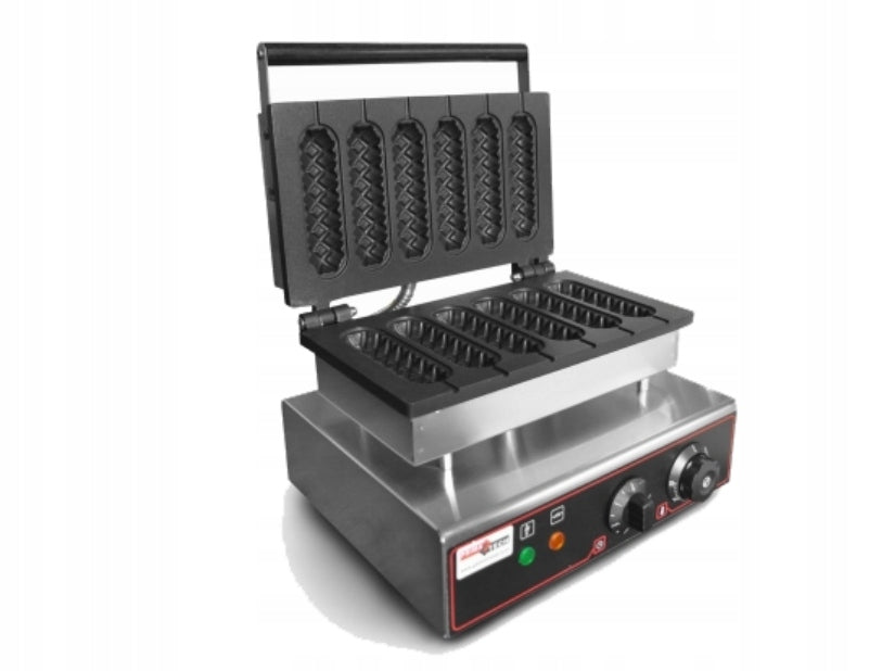 Corn-Dog Waffle Iron 1550W | 6 Forms | Temp Adjustment | Timer | Sticks