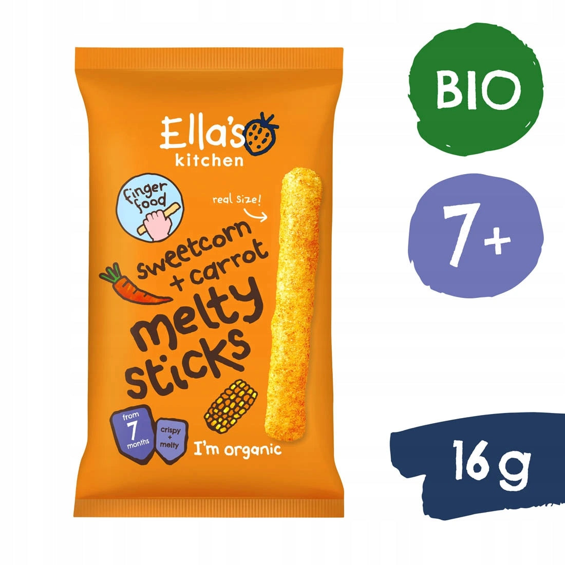 Corn Sticks Carrots for Children Healthy Ella's Kitchen 16g Manufacturer code 5060107339811