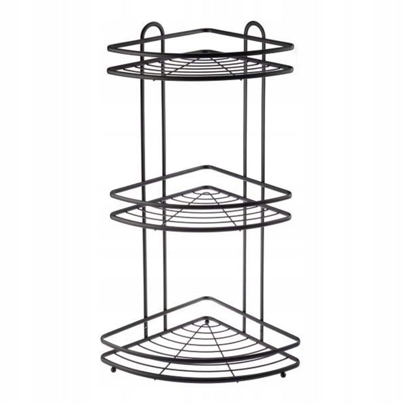 Corner Bathroom Shelf 3Pos. Black NIVES 26497