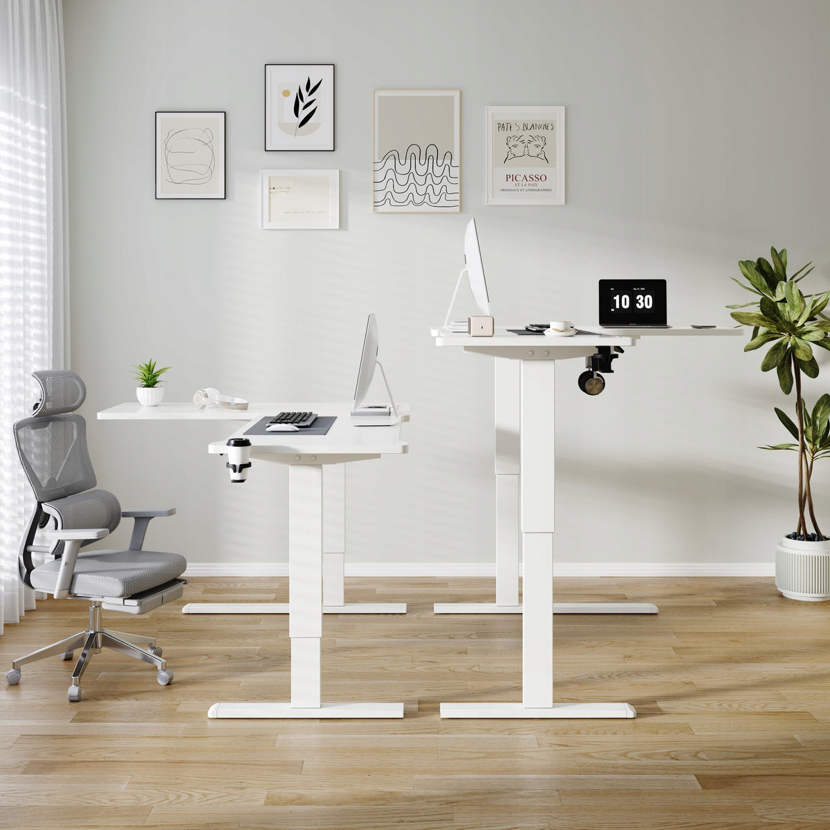 Corner Desk Electric Height Adjustment L-Shaped USB Sockets Brand no brand