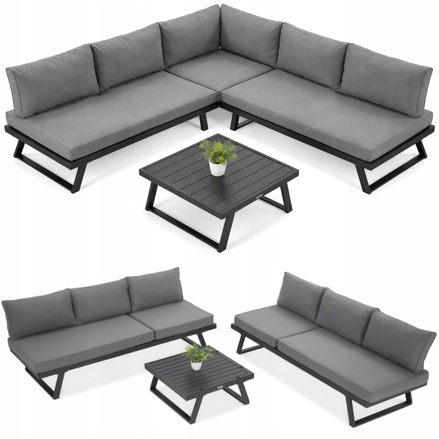 Corner Garden Furniture MIDWAY with Table for Terrace Garden Metal