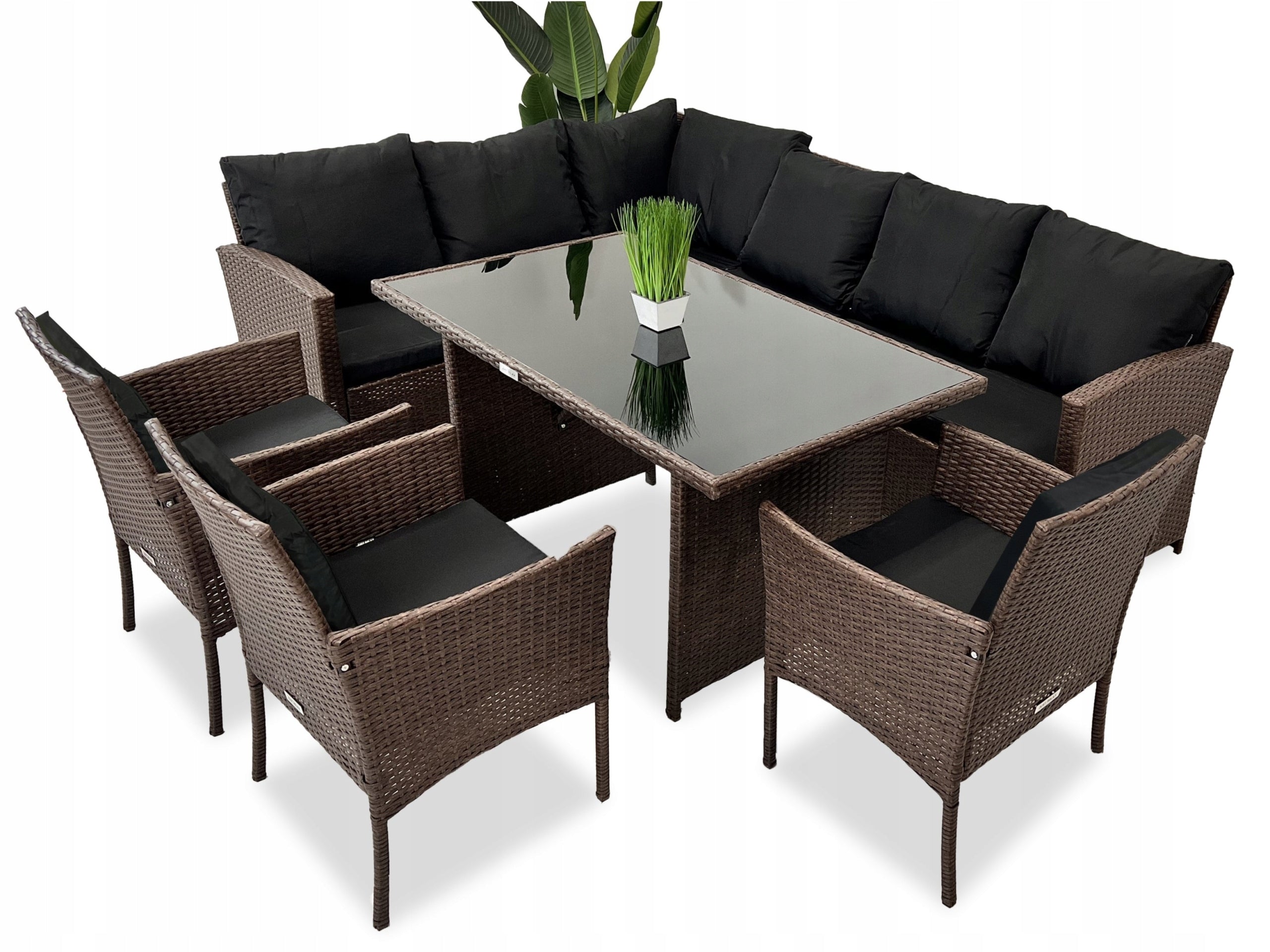 Corner Garden Furniture Set Leisure Table and Chairs Brown Manufacturer code SFS019-737234