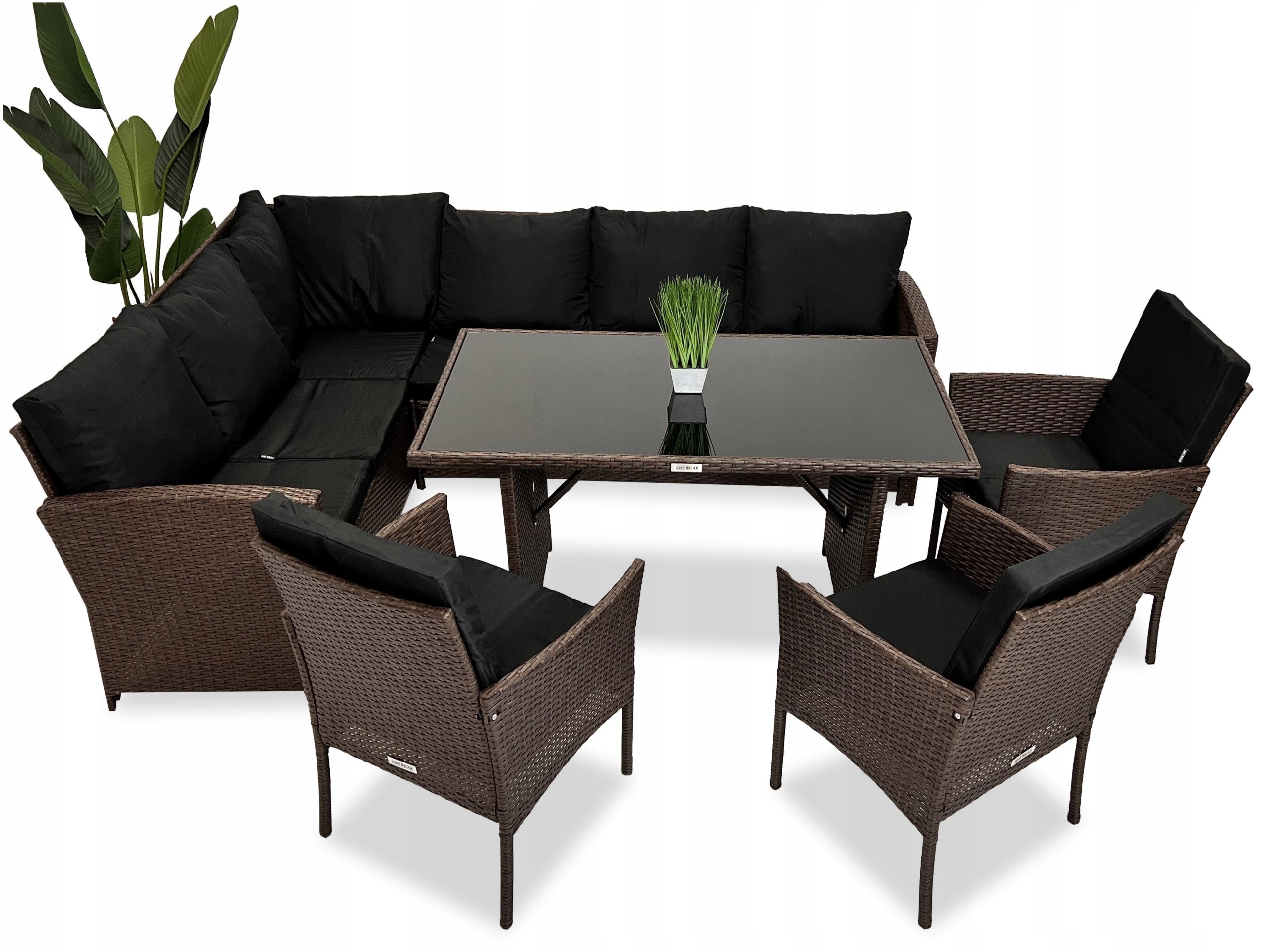 Corner Garden Furniture Set Leisure Table and Chairs Brown Packaging status original