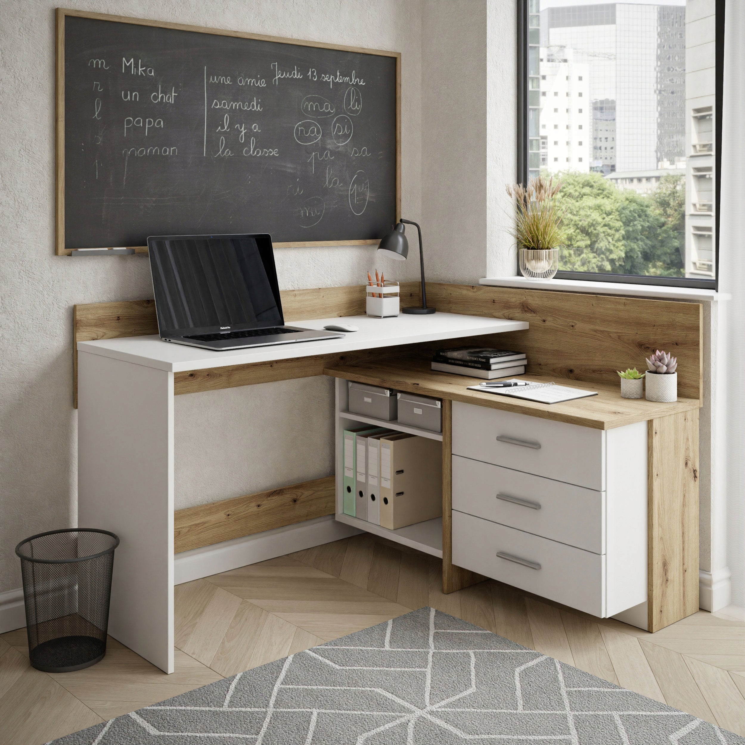 Corner computer desk ECKE oak artisan white EAN (GTIN) 5903864008852