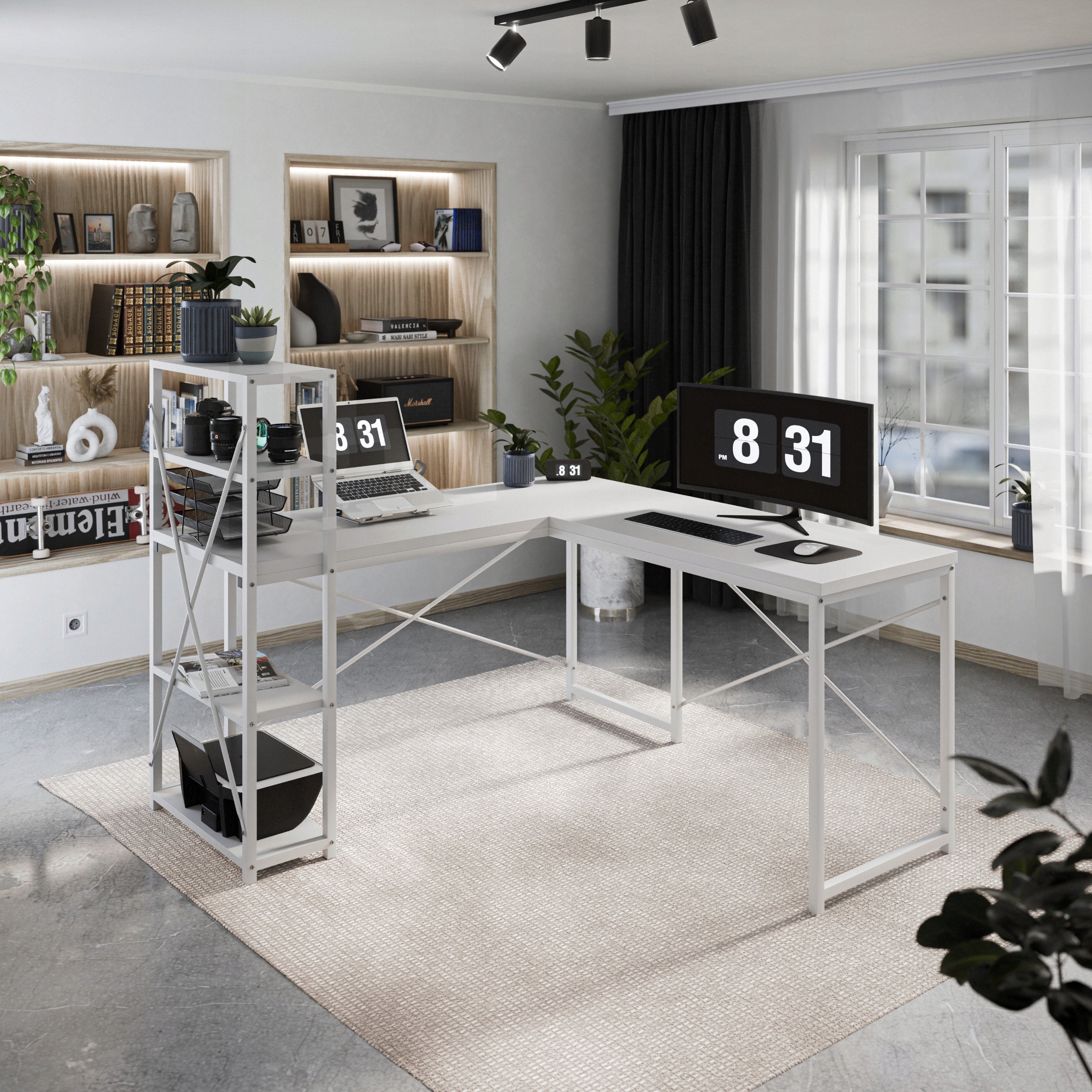 Corner desk MARK ADLER white computer loft school with shelves Packaging status original