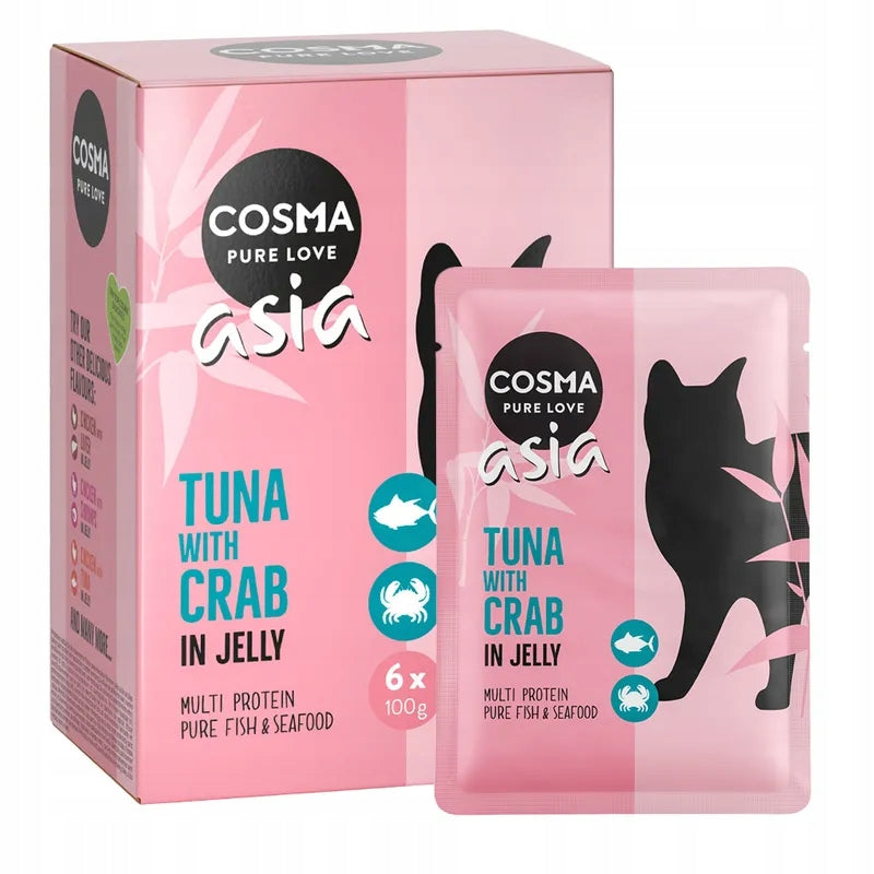 Cosma Asia Tuna Crab 6x100g Wet Cat Food Jelly Packaging status original