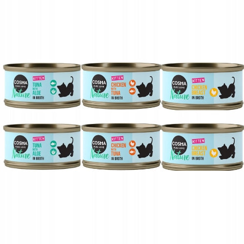 Cosma Nature KITTEN wet food for kittens Mix of flavors 6x 70g from Germany