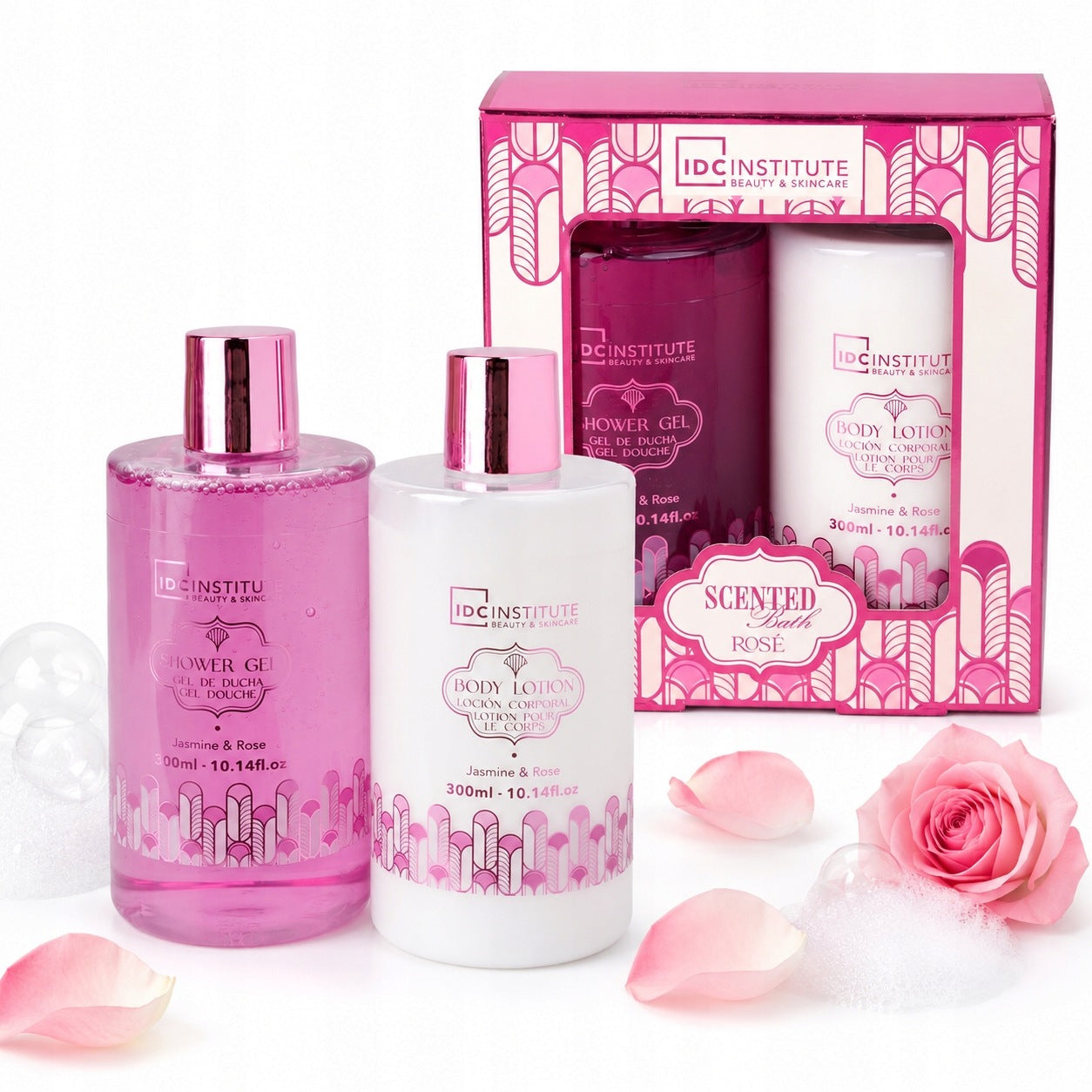 Cosmetic Gift Set Shower Gel and Lotion for Women Rose IDC