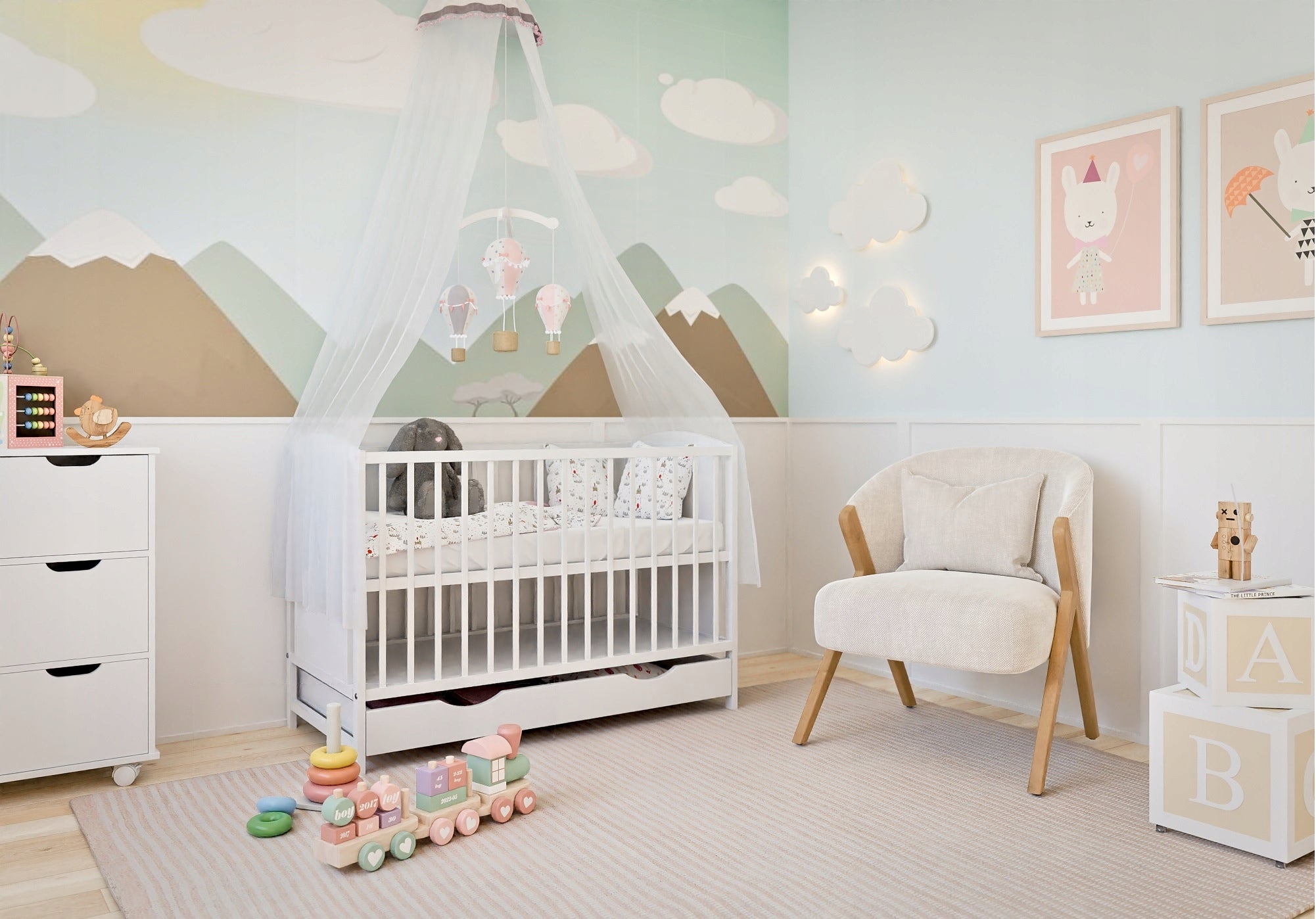* Cot FAIRY TALE WHITE drawer 120x60 Manufacturer code 153