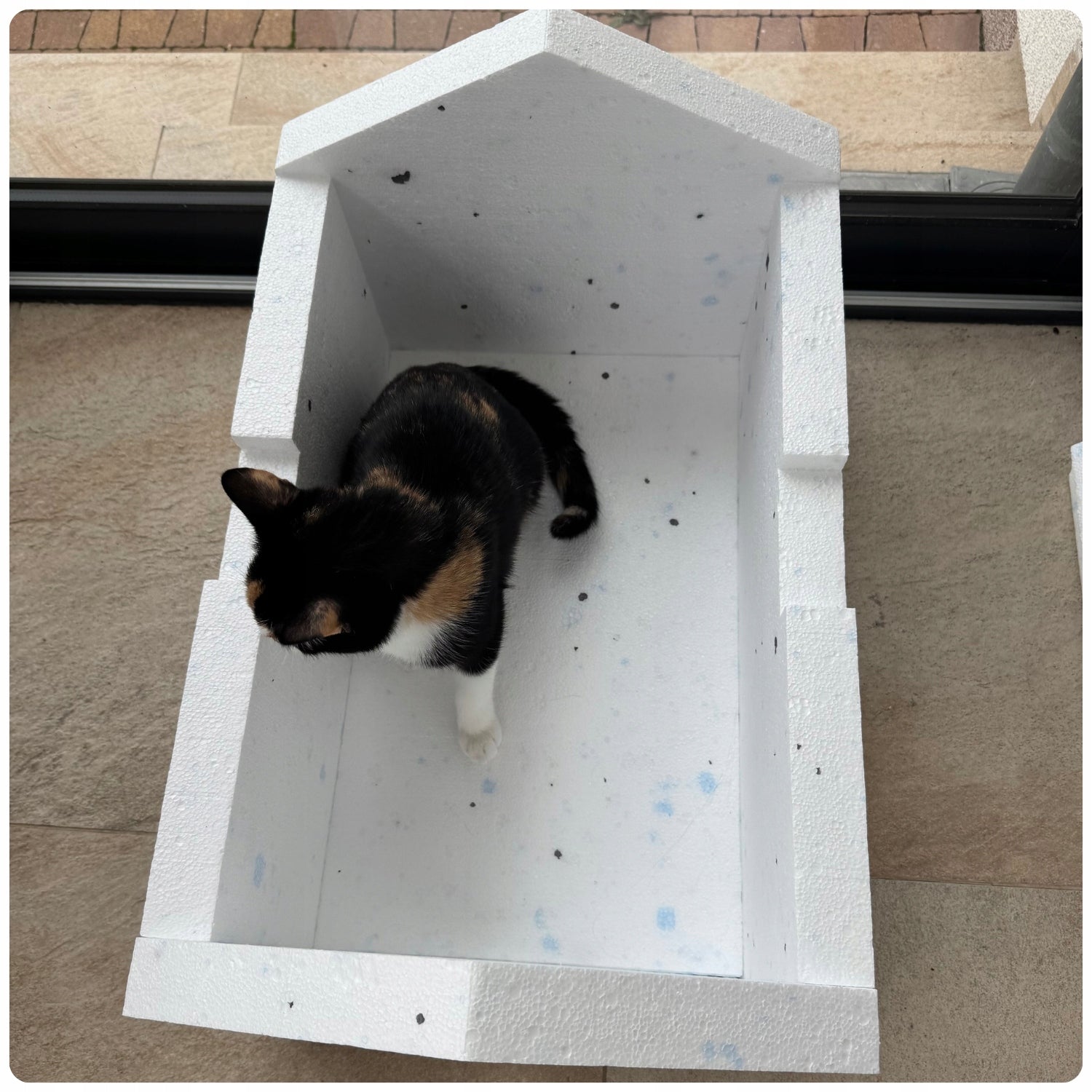 Cottage cat booth made of polystyrene WARM box 59x39x35 cm with sloping roof Kind cat house
