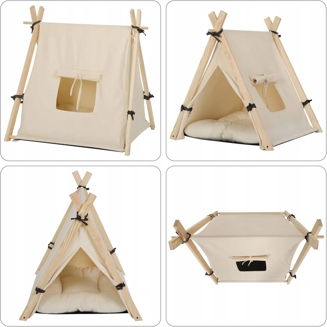 Cottage cat tent Woltu beige rectangular 45 x 45 x 55 cm Trade name TIPI