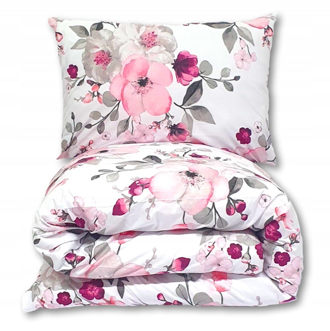 Cotton Bedding Set with Flowers 160x200 cm 100% Cotton Poland wz Z7