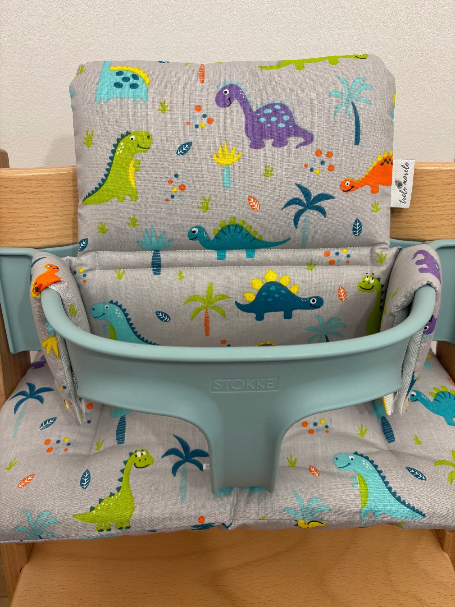Cotton Pillows for Stokke Tripp Trapp 2in1 Dinosaurs on Grey Packaging status original