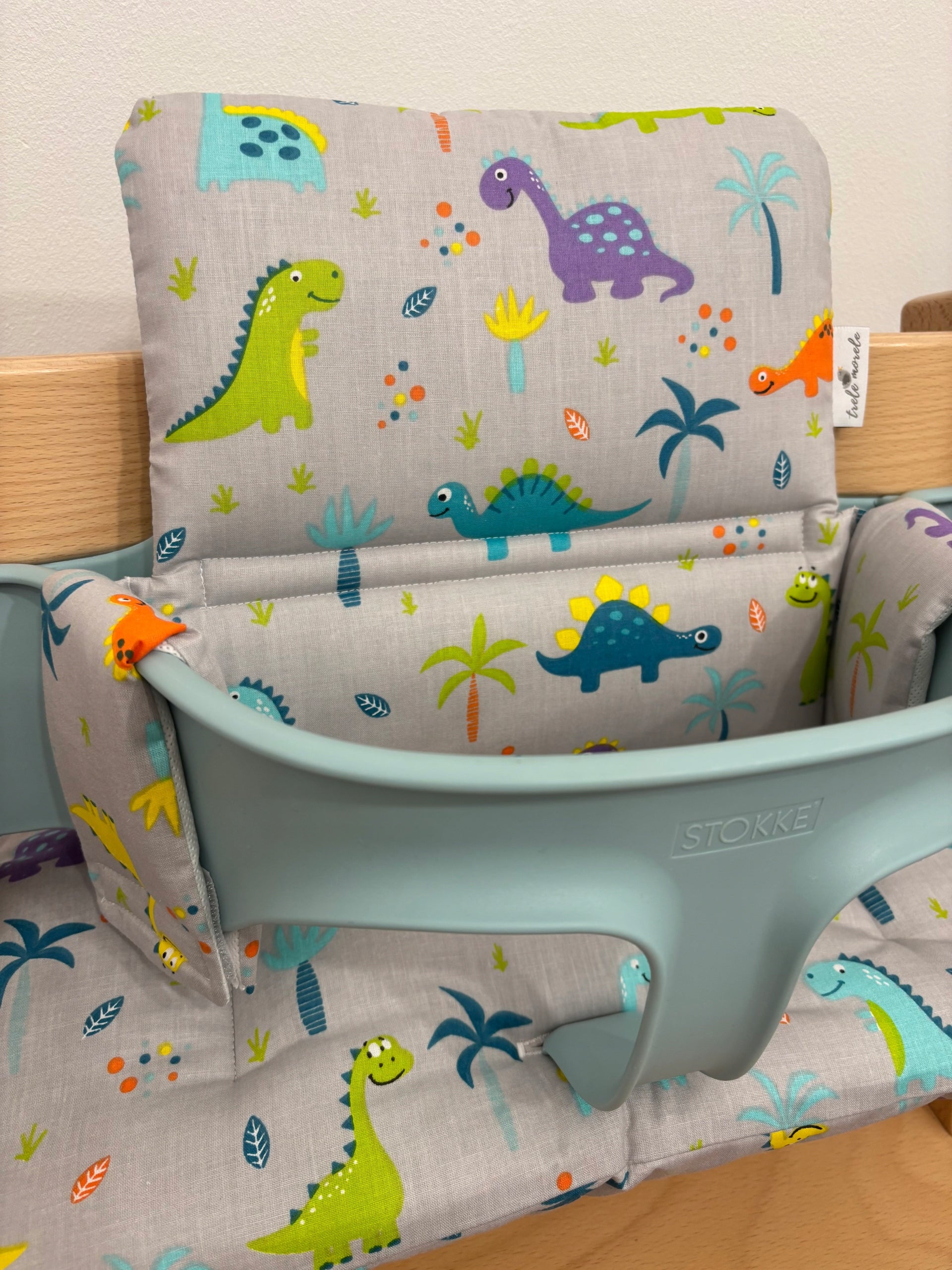 Cotton Pillows for Stokke Tripp Trapp 2in1 Dinosaurs on Grey
