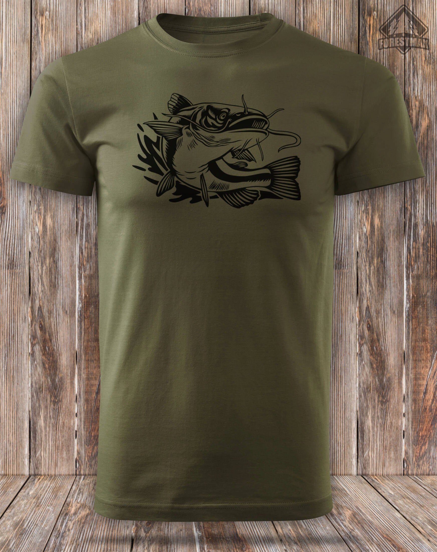 Cotton T-shirt Forestmax large fish print SUM - khaki XL Brand ForestMax