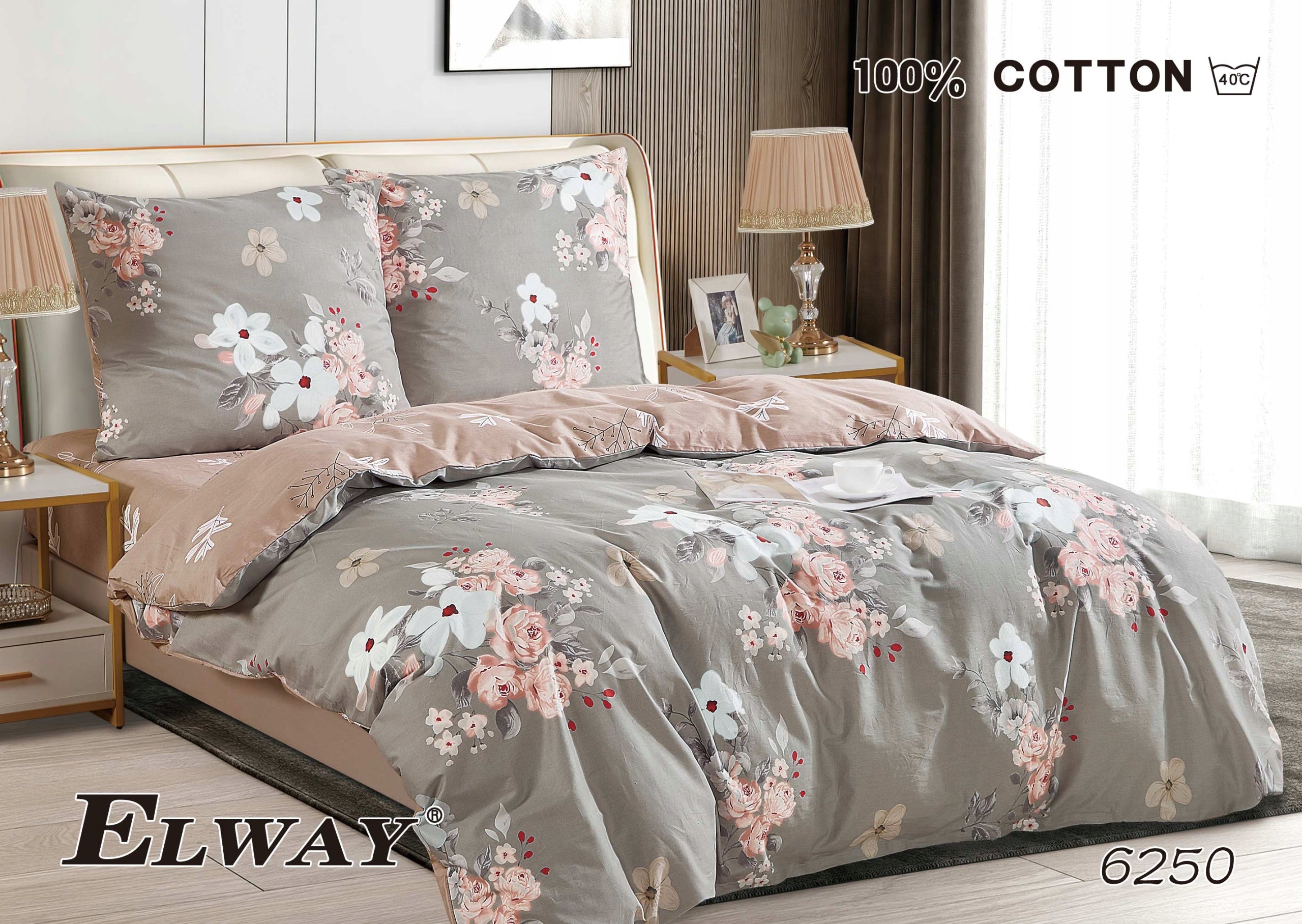 Cotton bedding ELWAY 200x220 cm 3 PARTS 100% Cotton MIX PATTERNS Packaging status original