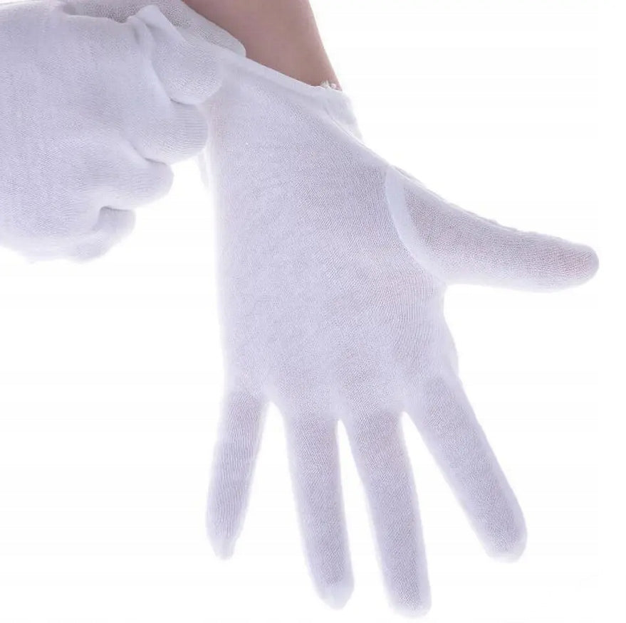 Cotton gloves COSMETIC DUST-FREE gloves 100% COTTON x12 Medical device no