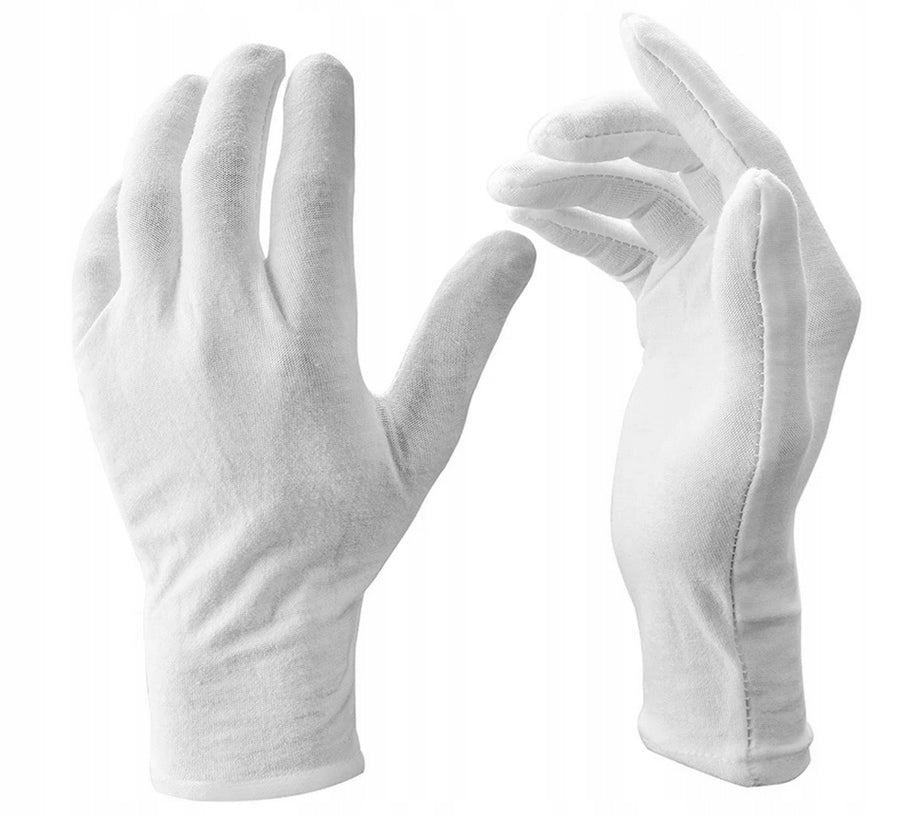 Cotton gloves COSMETIC DUST-FREE gloves 100% COTTON x12 Packaging status original